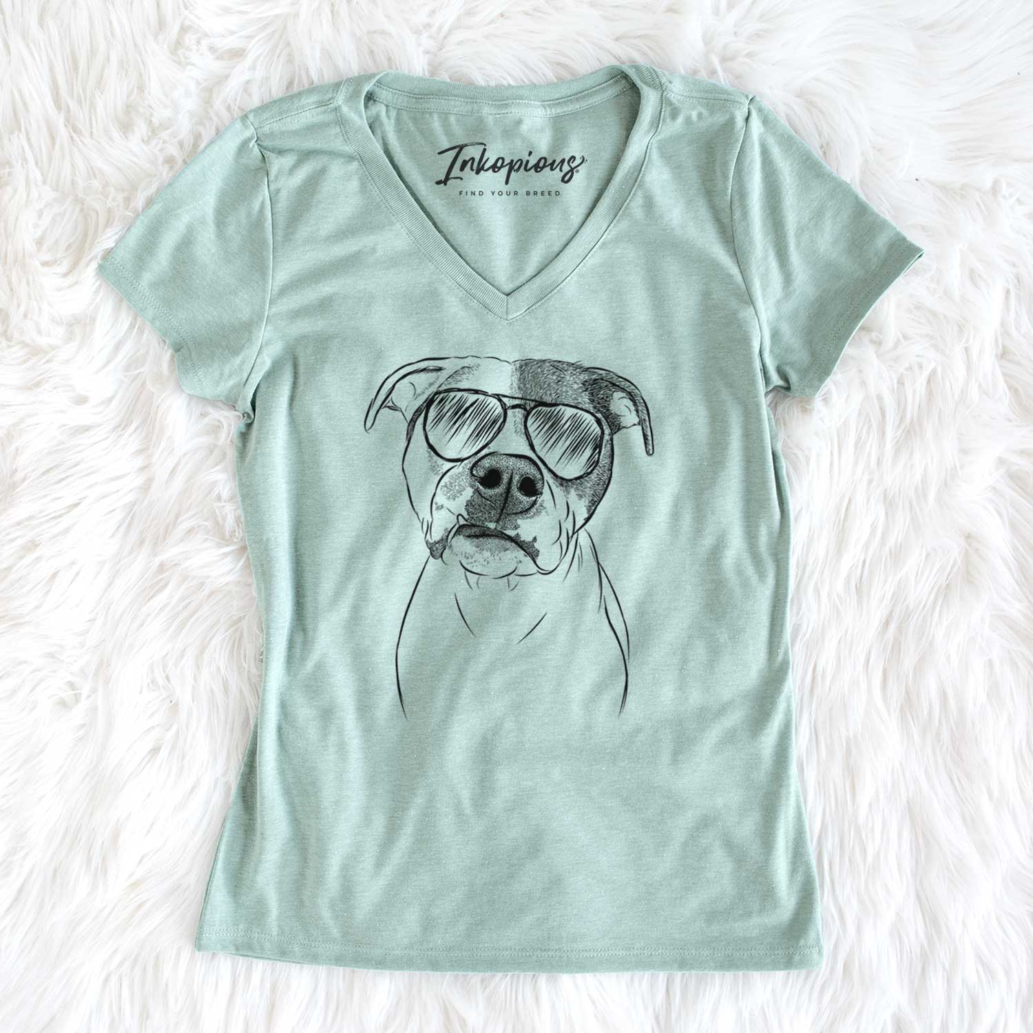Aviator Dexter the Pitbull - Women's V-neck Shirt