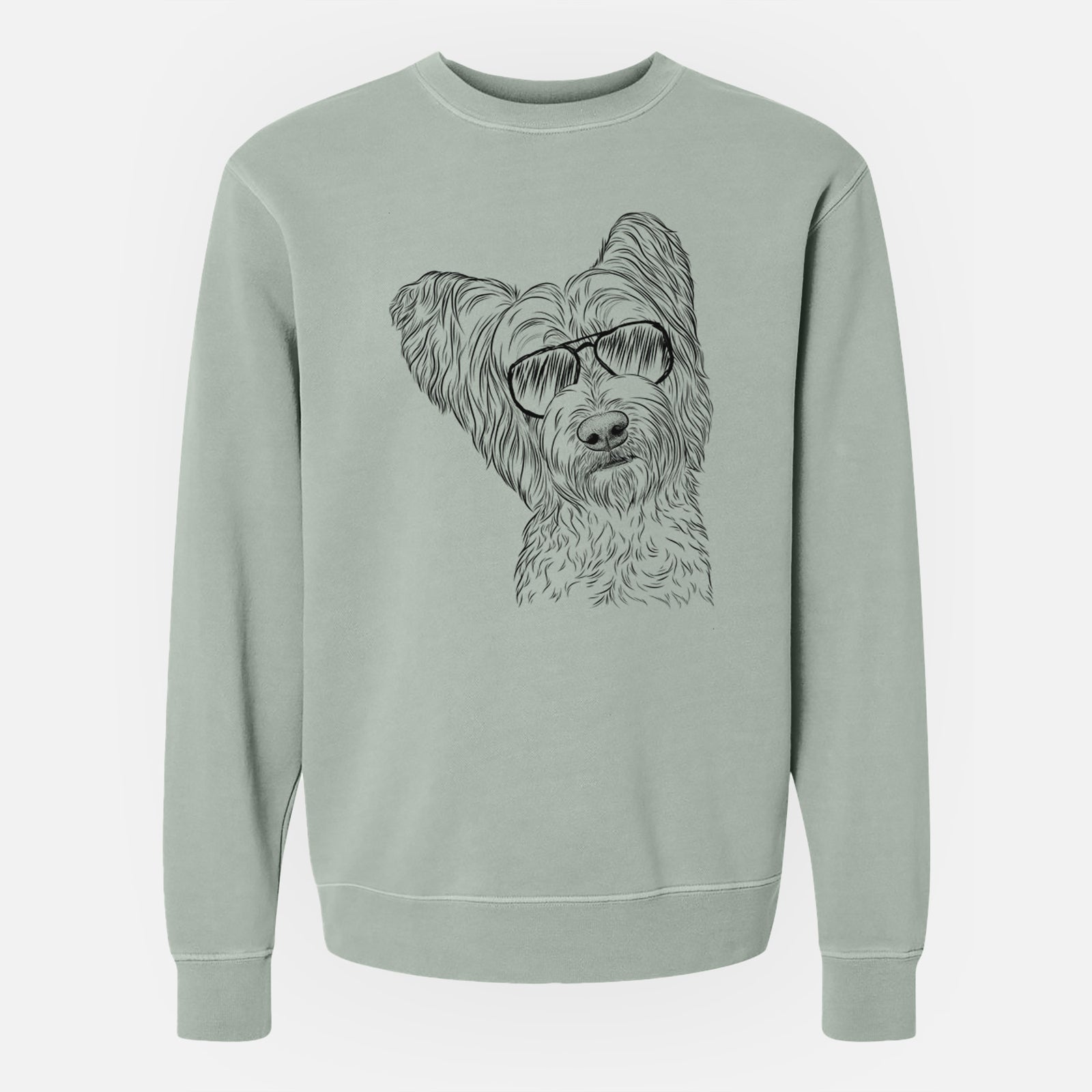 Aviator Dexter the Terrier Mix - Unisex Pigment Dyed Crew Sweatshirt