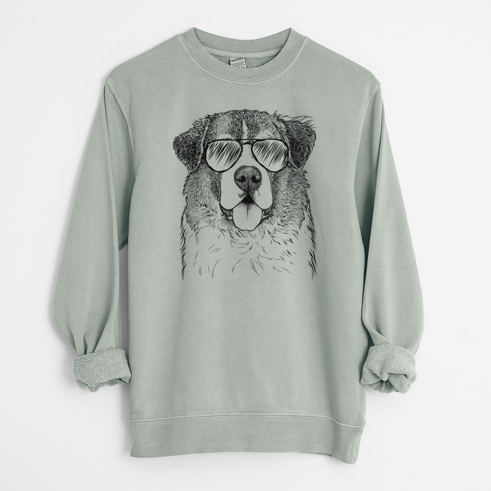 Aviator Dilly the Saint Bernard - Unisex Pigment Dyed Crew Sweatshirt