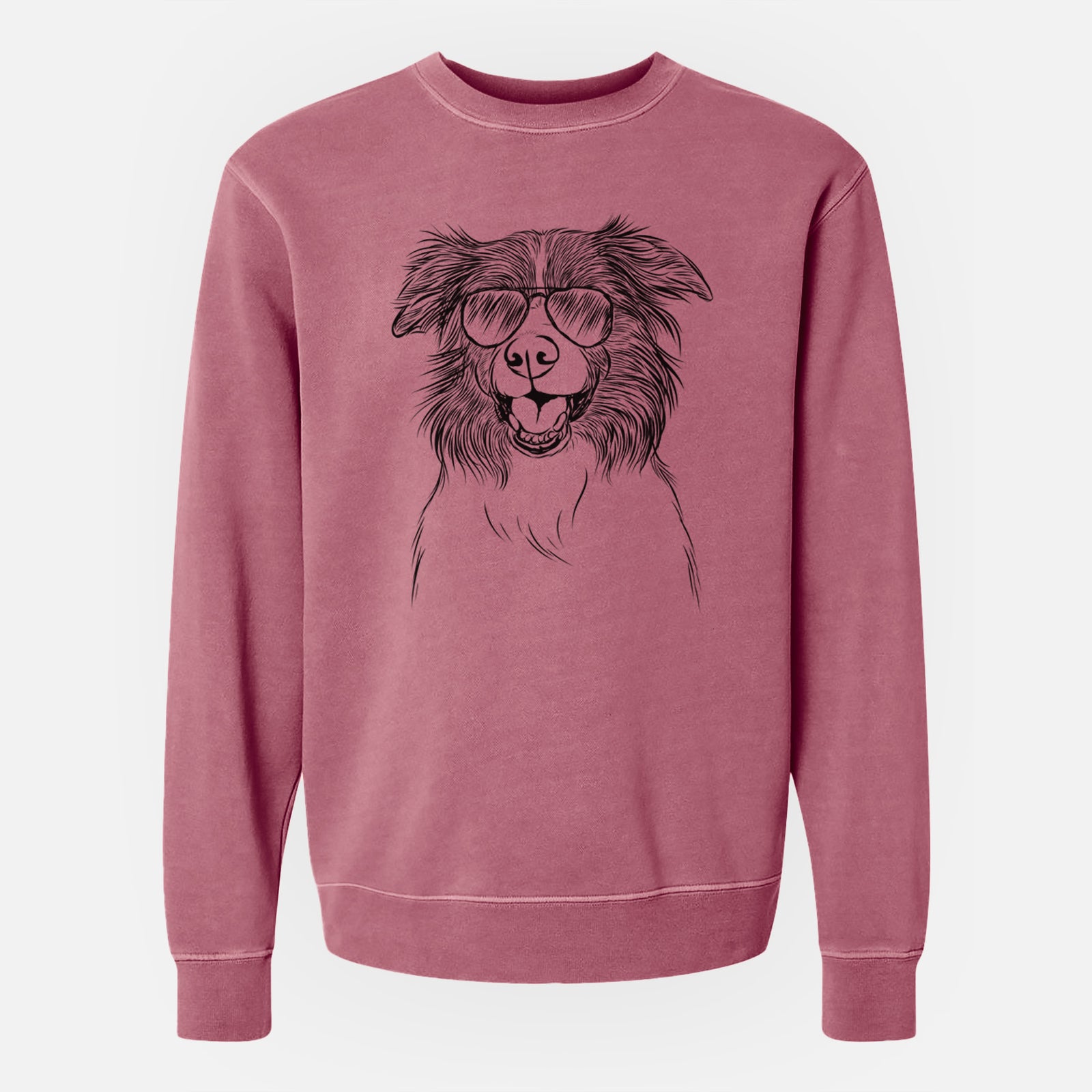 Aviator Dizzy the Border Collie - Unisex Pigment Dyed Crew Sweatshirt