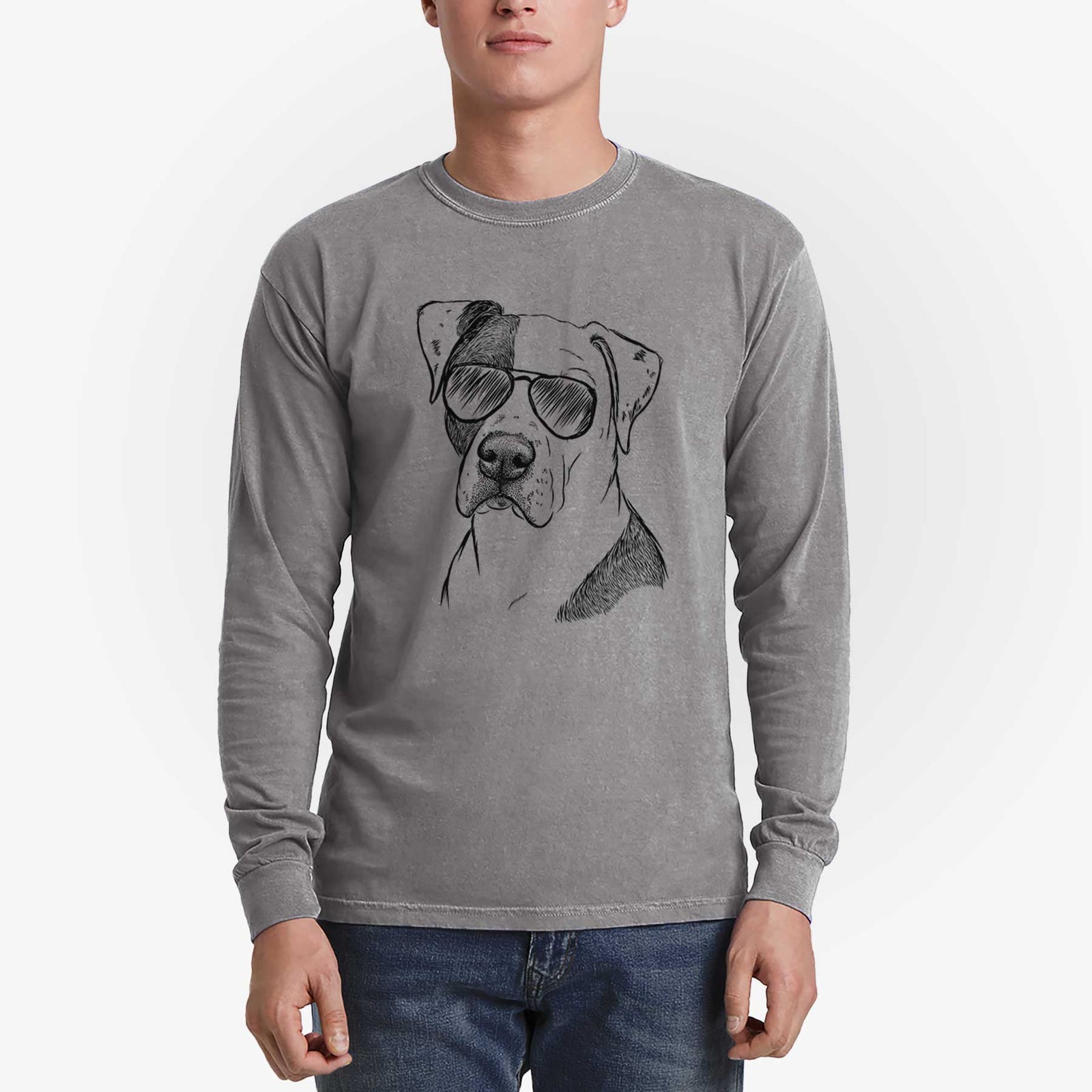 Aviators Duke the American Staffordshire Terrier Mix - Heavyweight 100% Cotton Long Sleeve