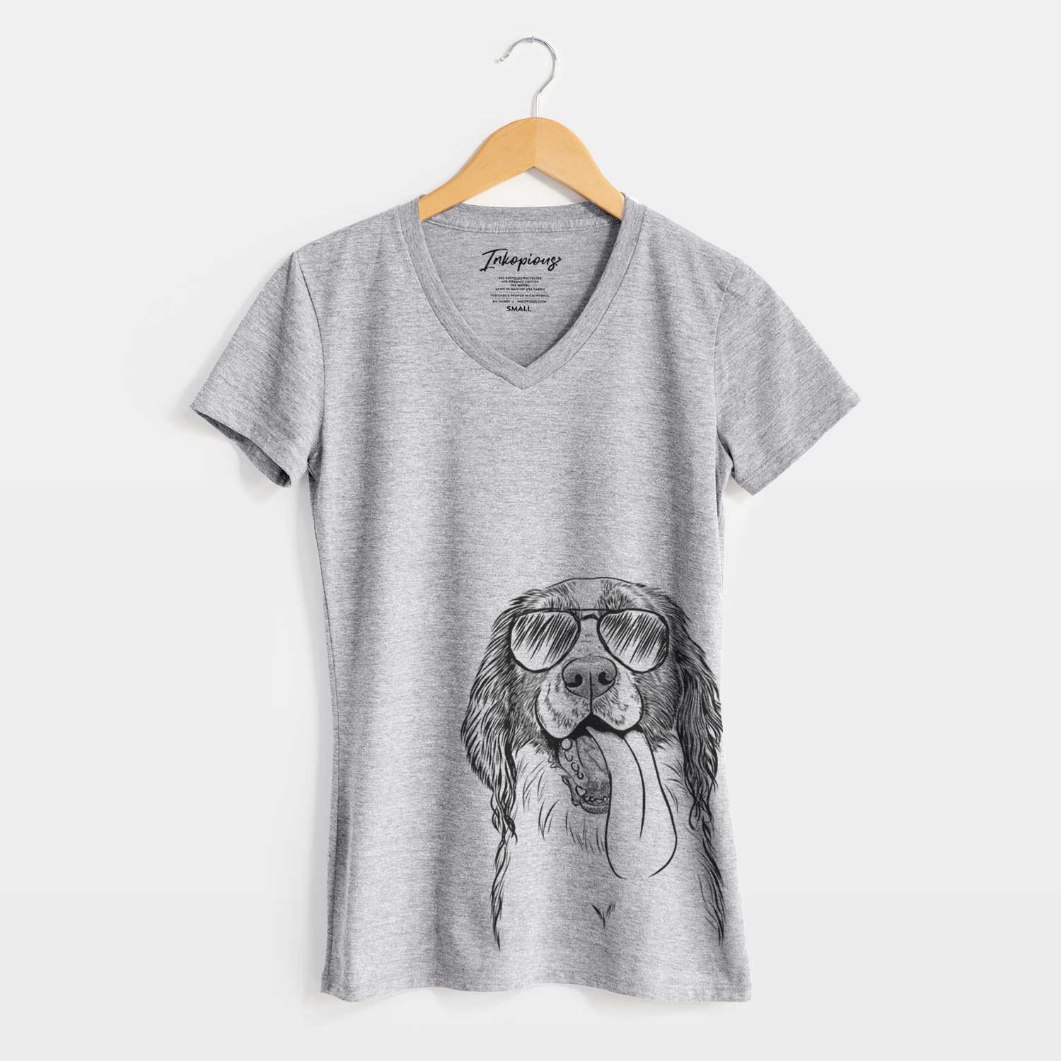 Aviator Duke the English Springer Spaniel - Women's V-neck Shirt