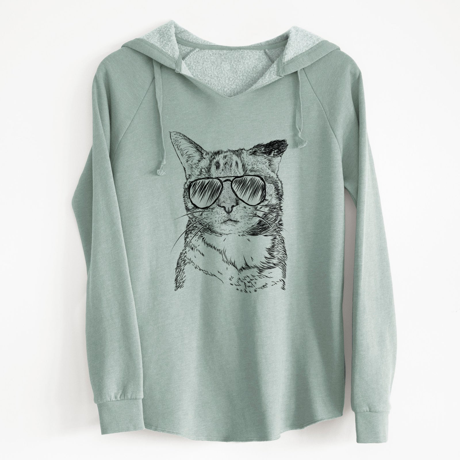 Aviator Eleanor the Domestic Shorthair Cat - Cali Wave Hooded Sweatshirt