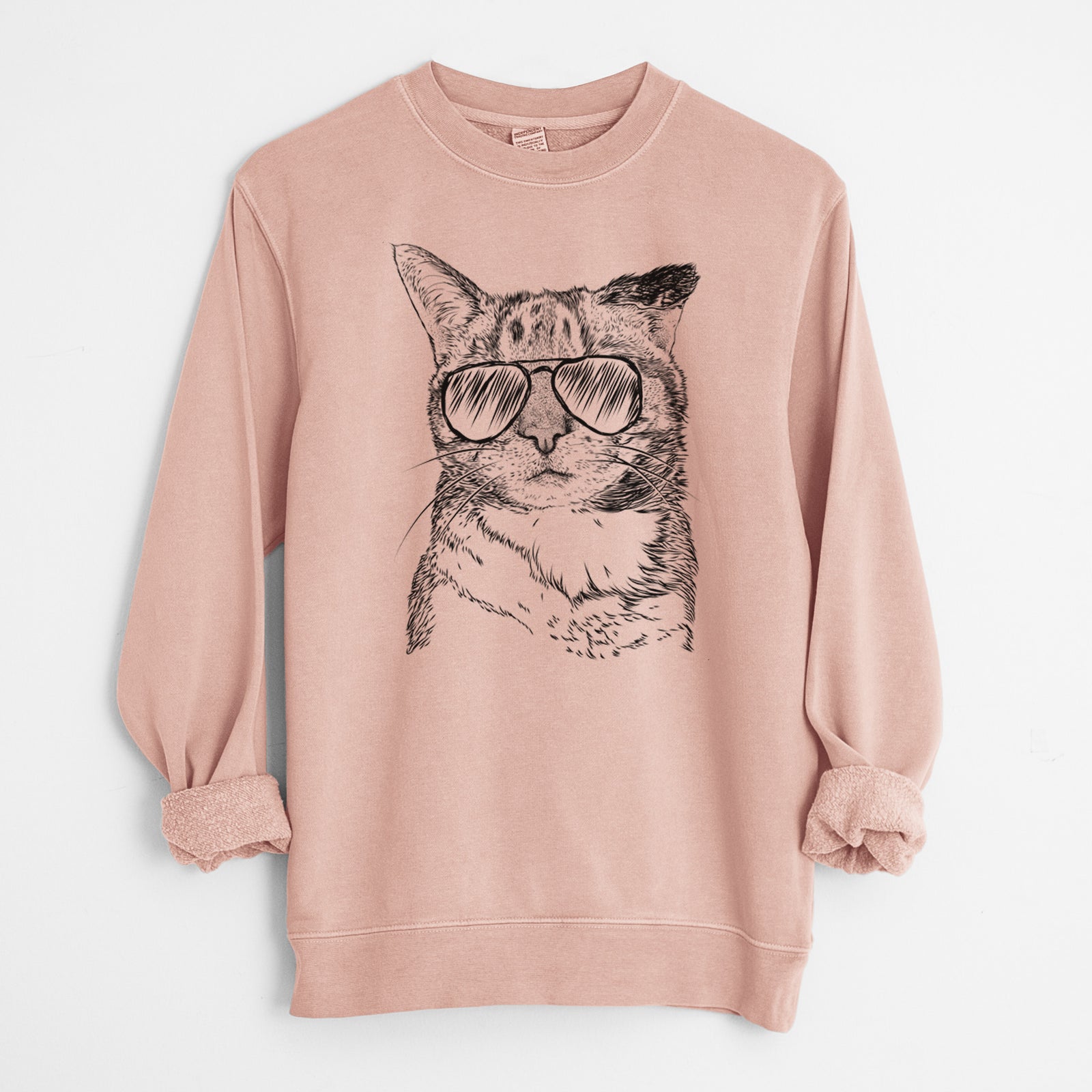 Aviator Eleanor the Domestic Shorthair Cat - Unisex Pigment Dyed Crew Sweatshirt