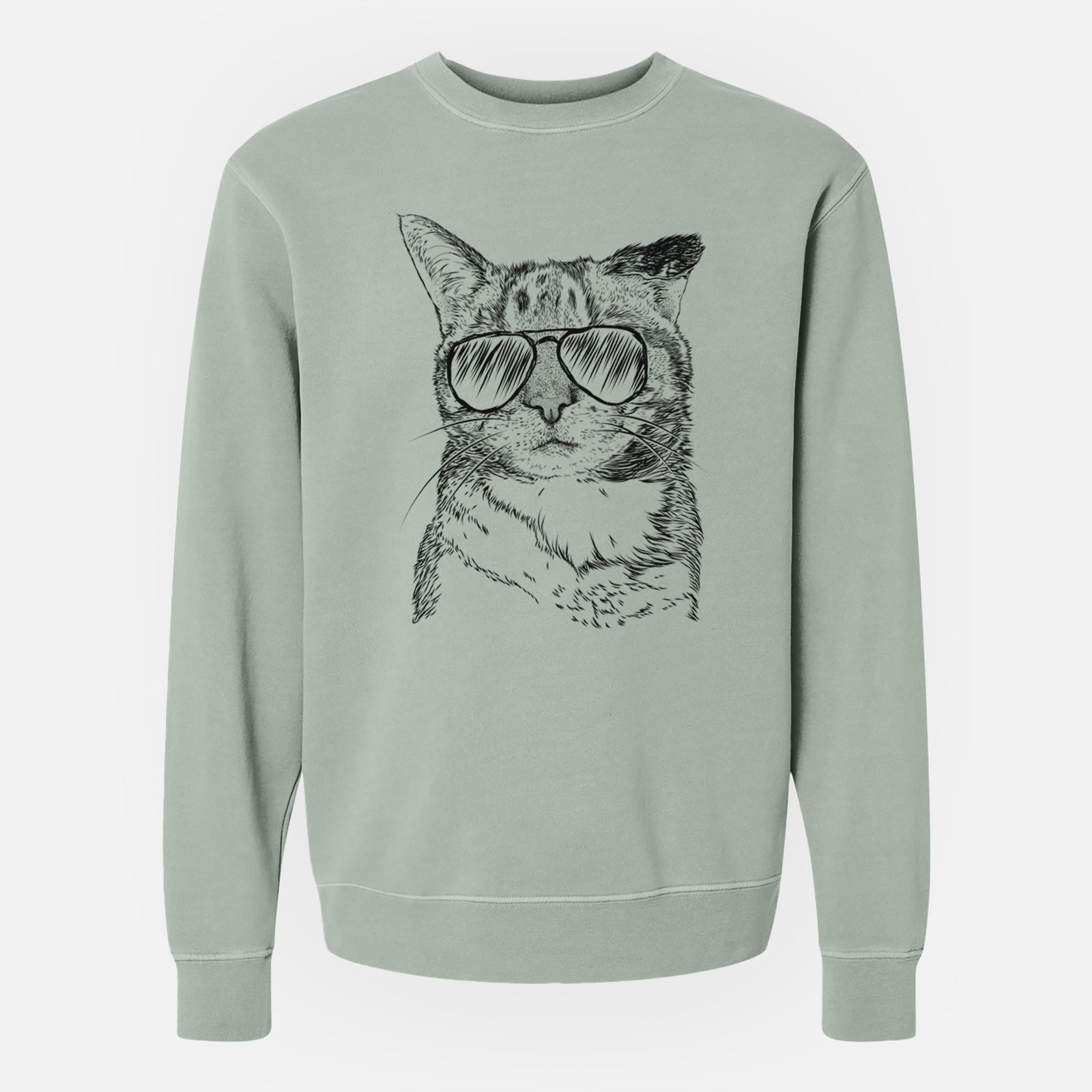 Aviator Eleanor the Domestic Shorthair Cat - Unisex Pigment Dyed Crew Sweatshirt