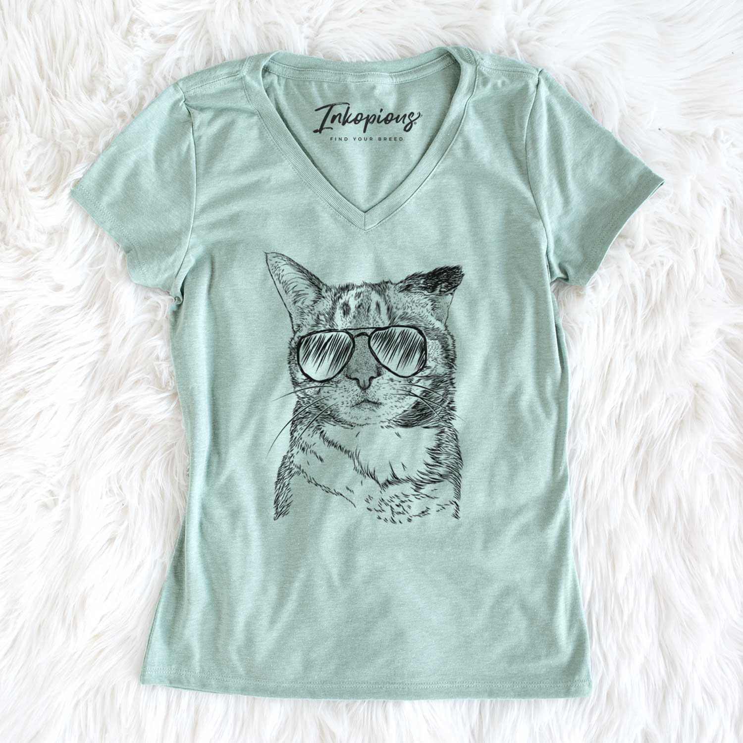 Aviator Eleanor the Domestic Shorthair Cat - Women's V-neck Shirt