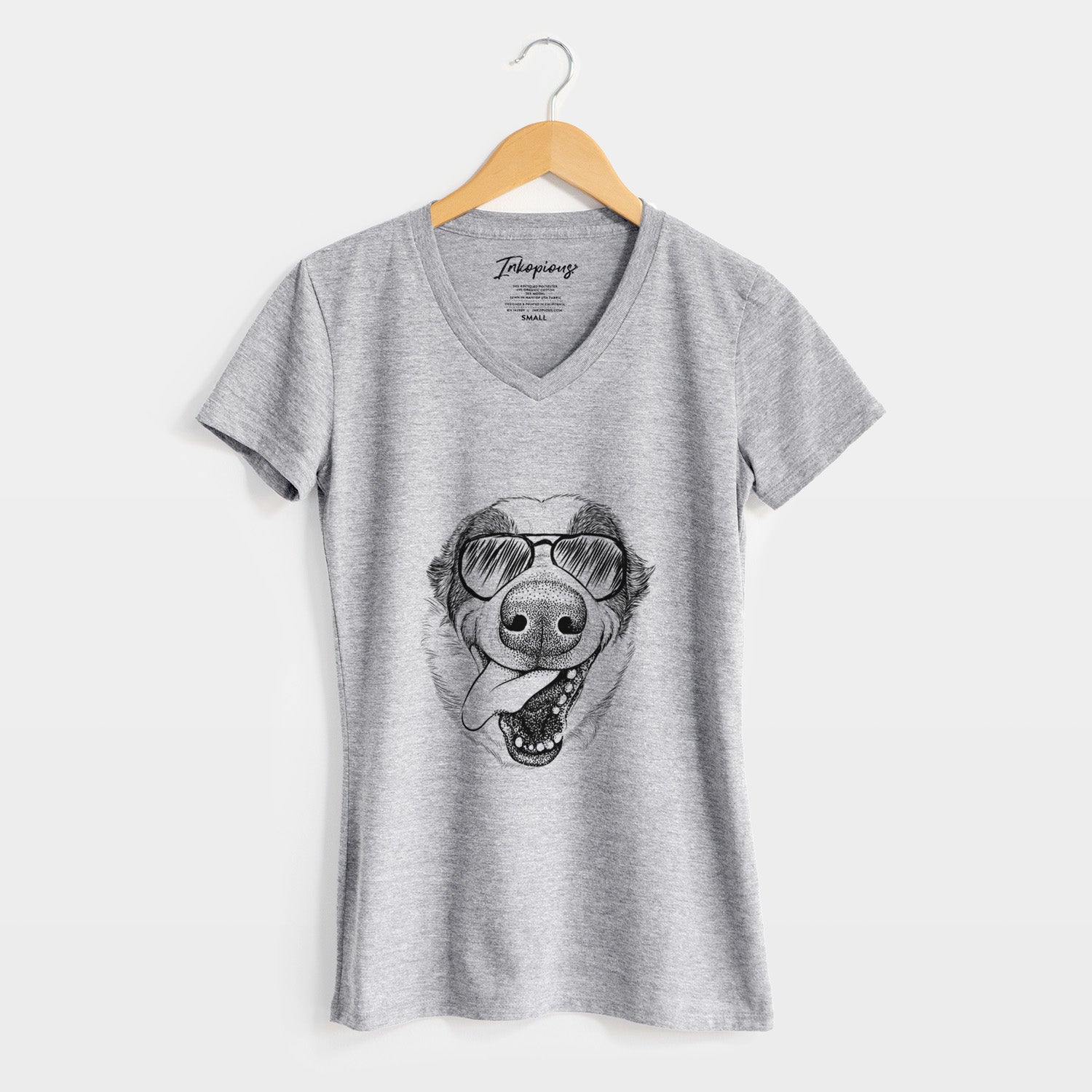 Aviator Elwood the Border Collie - Women's V-neck Shirt