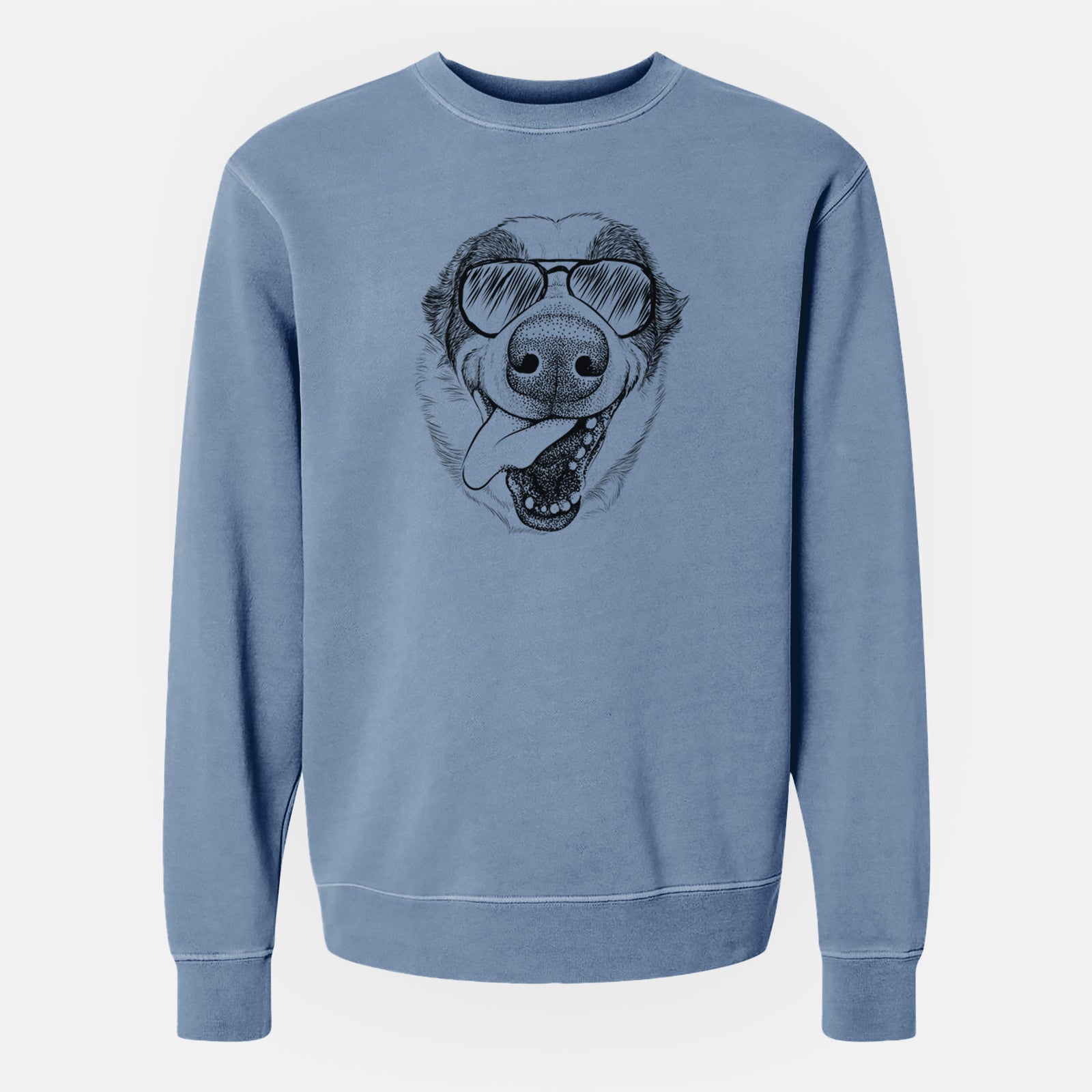 Aviator Elwood the Border Collie - Unisex Pigment Dyed Crew Sweatshirt