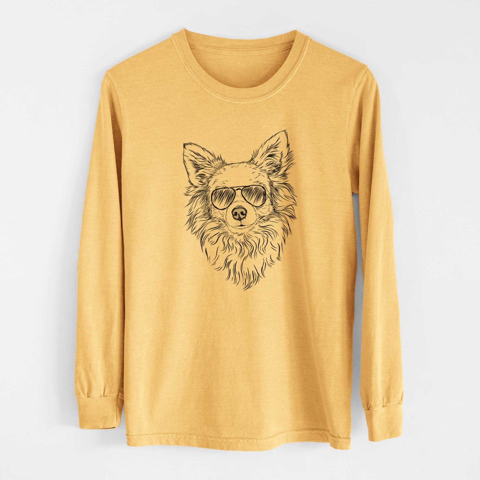 Aviators Emma the Longhaired Chihuahua - Heavyweight 100% Cotton Long Sleeve