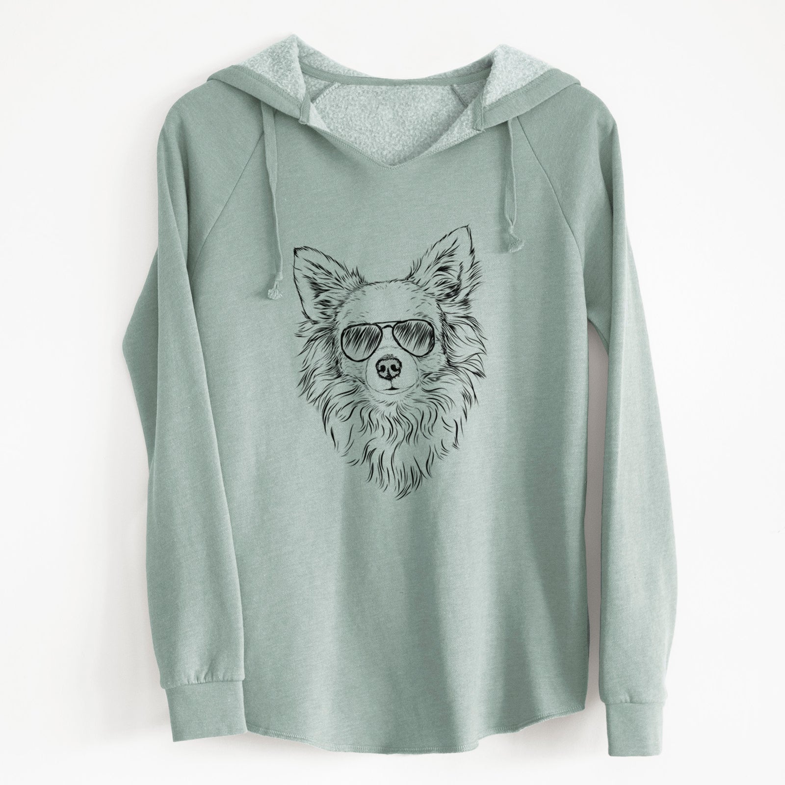 Aviator Emma the Longhaired Chihuahua - Cali Wave Hooded Sweatshirt