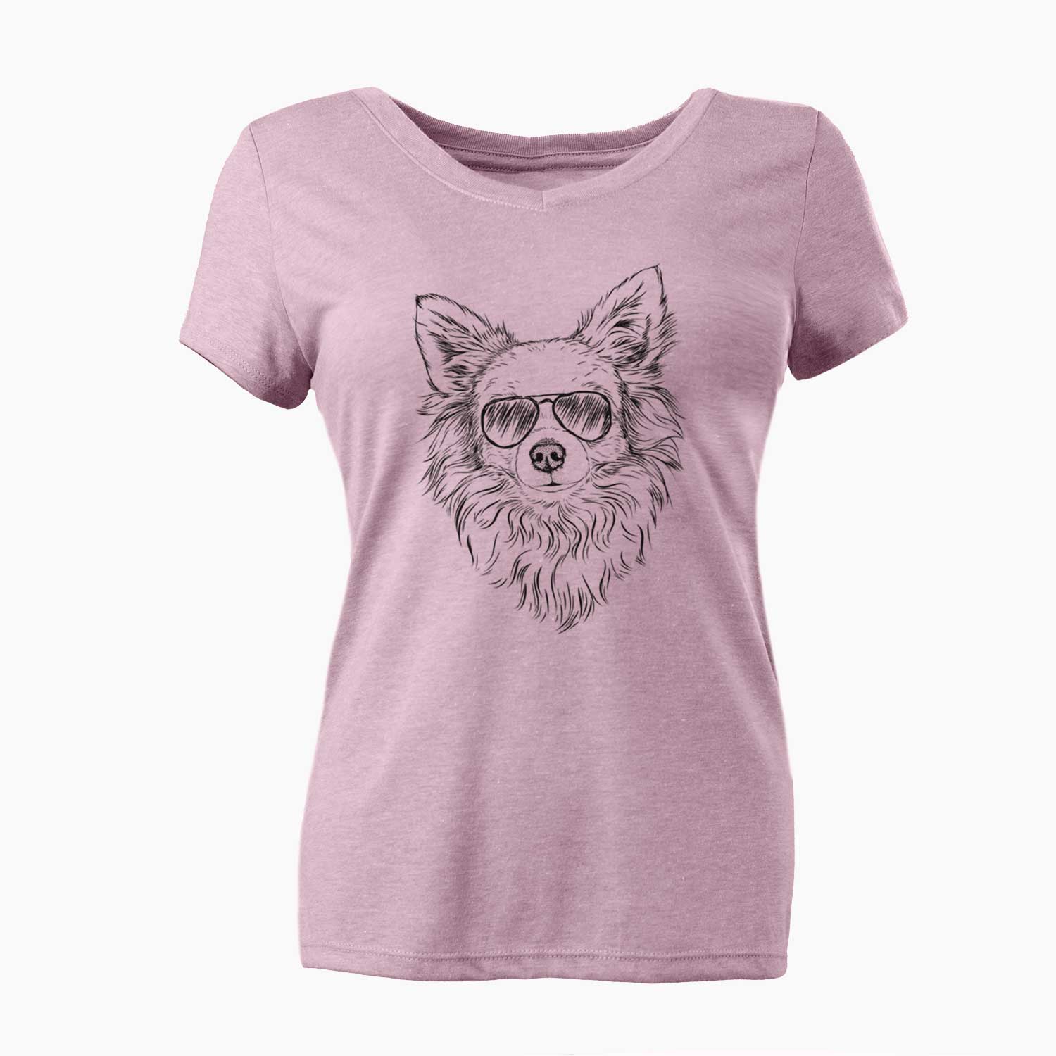 Aviator Emma the Longhaired Chihuahua - Women's V-neck Shirt