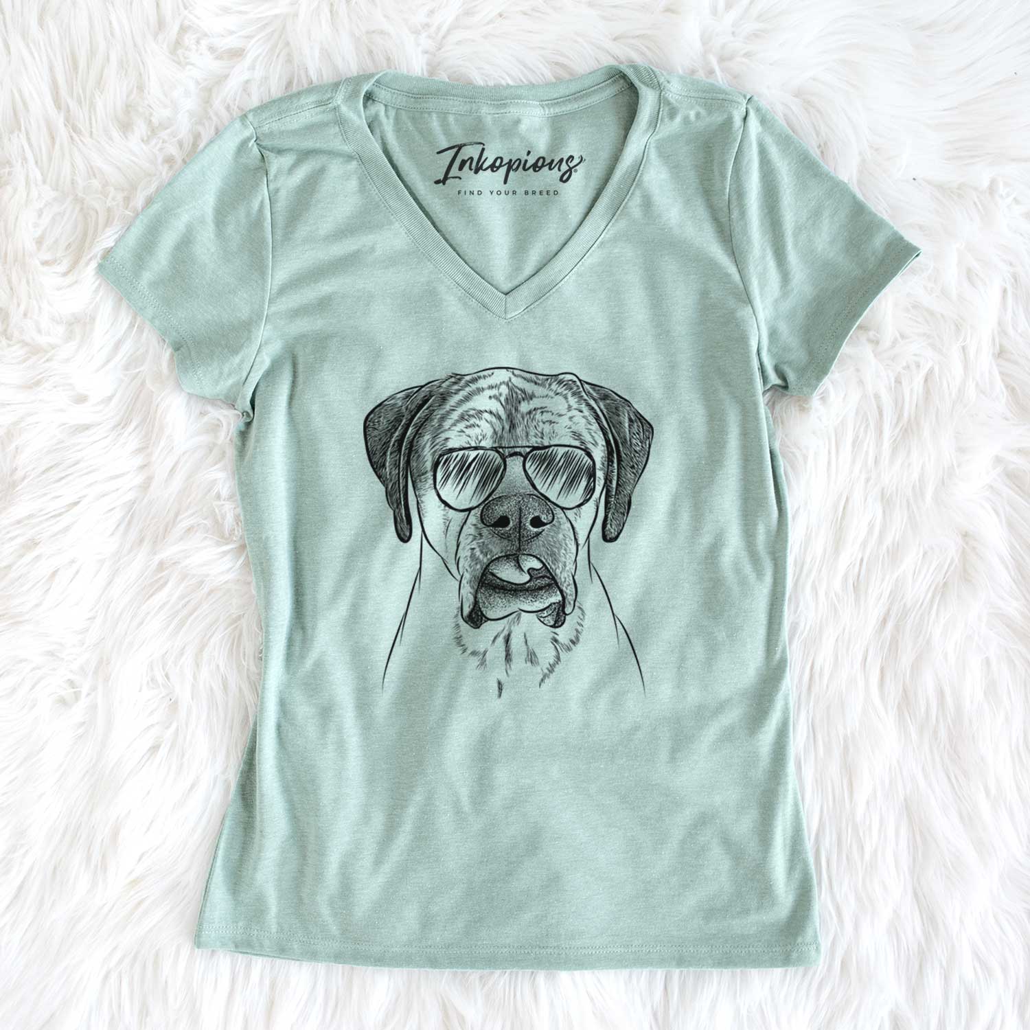 Aviator Emma the English Mastiff - Women's V-neck Shirt