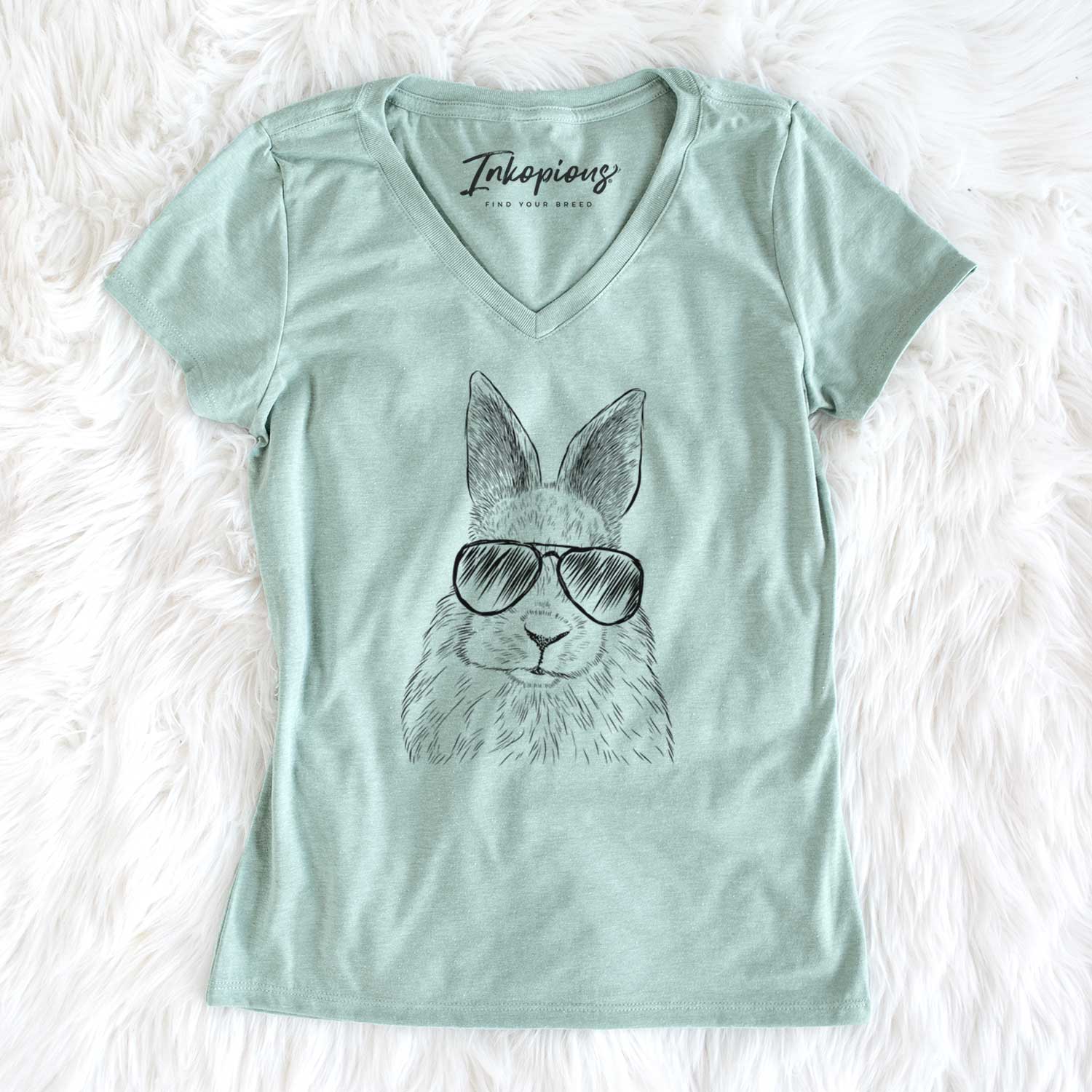Aviator Flower the Rex Rabbit - Women's V-neck Shirt