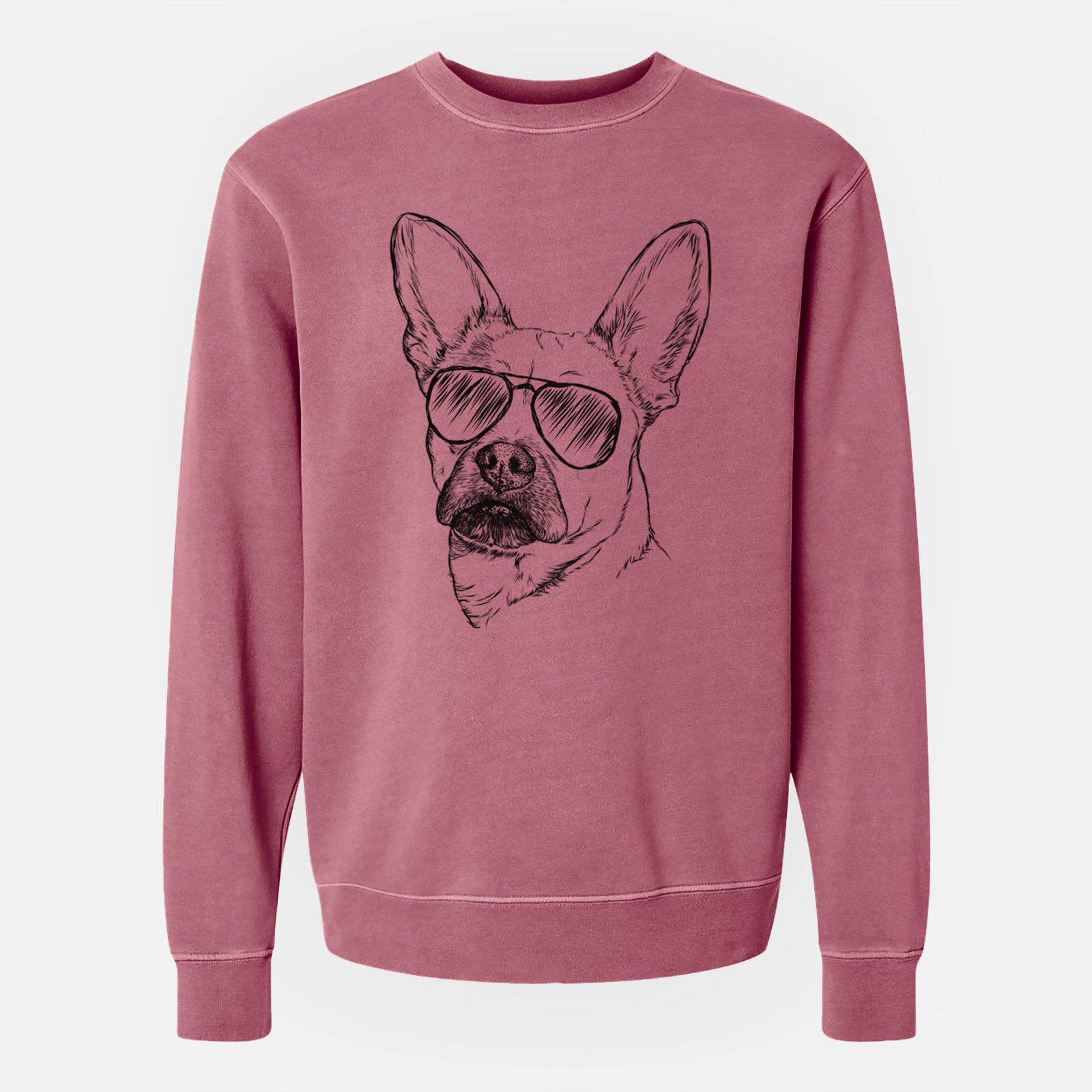 Aviator Frankie the Mixed Breed - Unisex Pigment Dyed Crew Sweatshirt