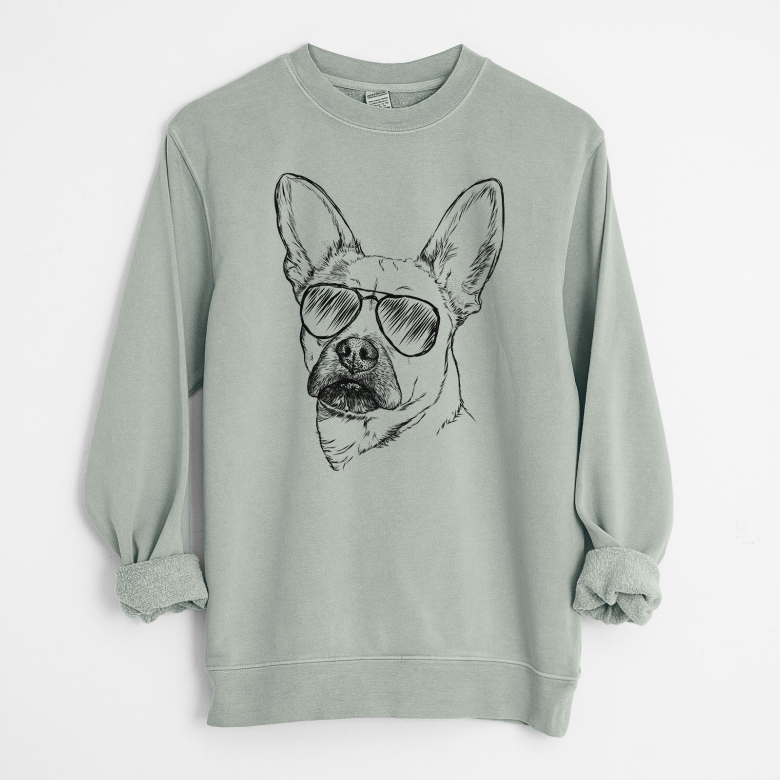 Aviator Frankie the Mixed Breed - Unisex Pigment Dyed Crew Sweatshirt