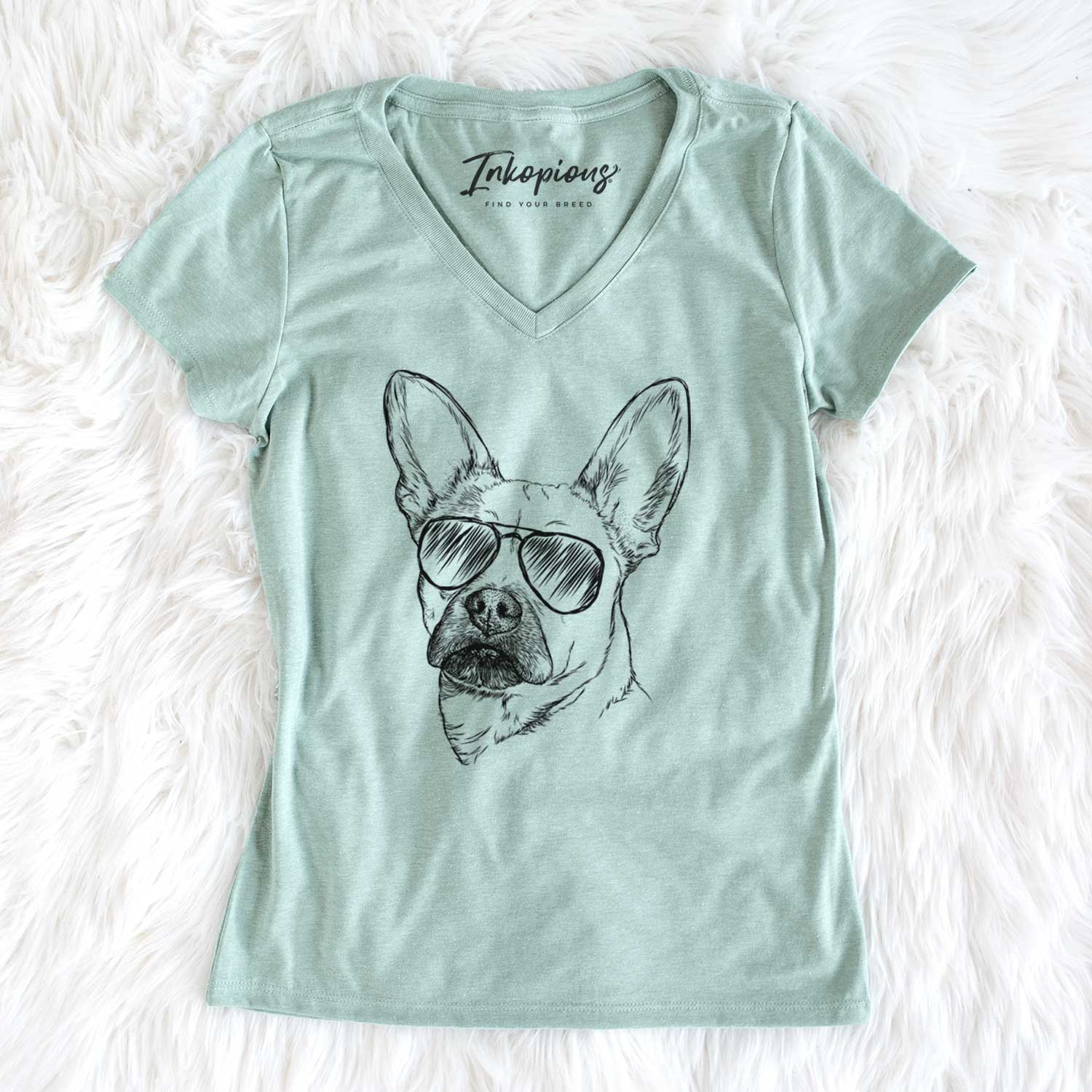 Aviator Frankie the Mixed Breed - Women's V-neck Shirt