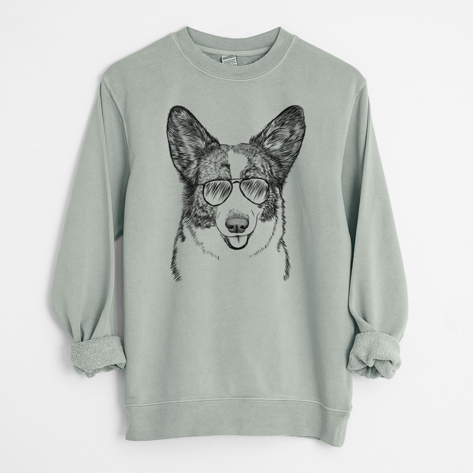 Aviator Gabby the Cardigan Welsh Corgi - Unisex Pigment Dyed Crew Sweatshirt