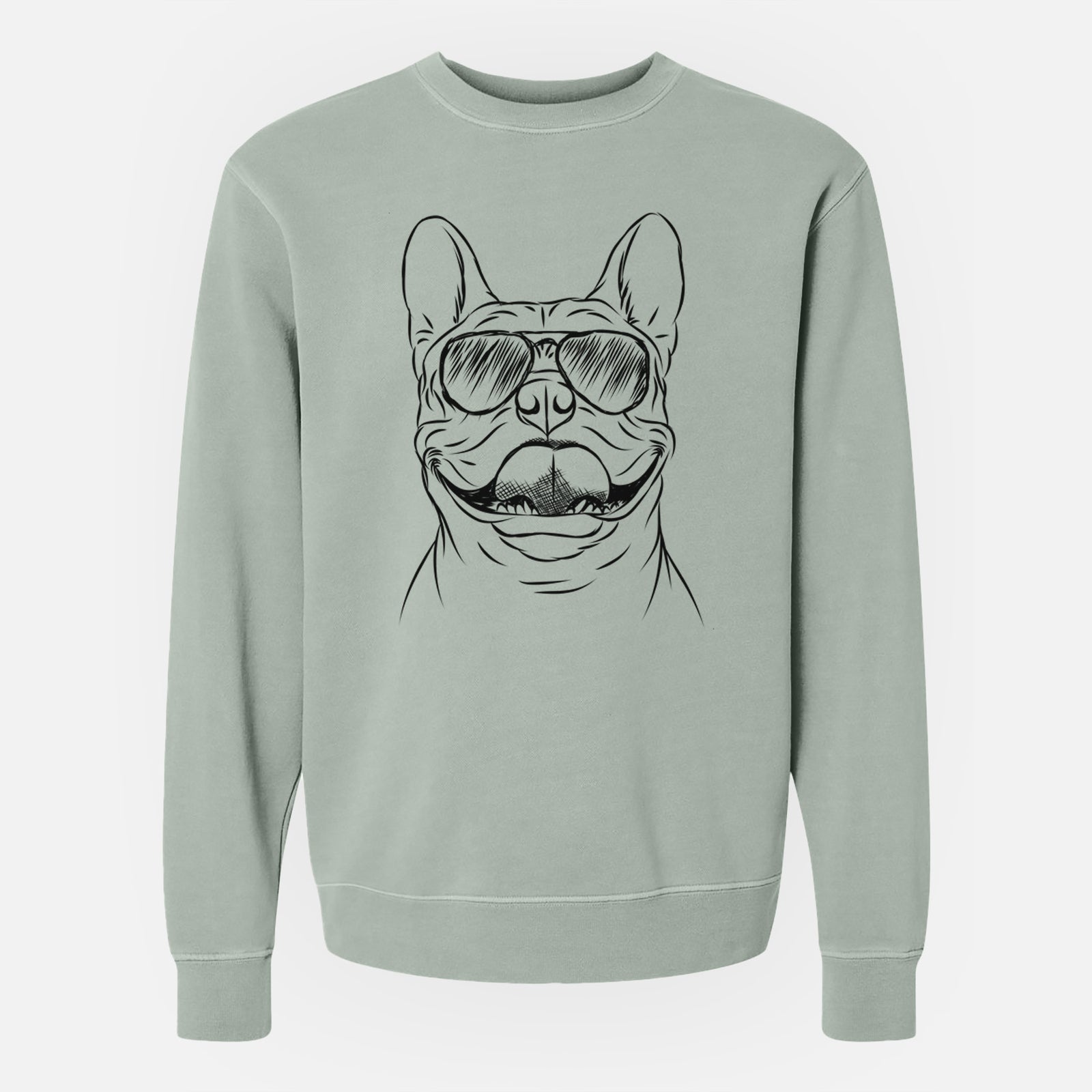 Aviator Gaston the French Bulldog - Unisex Pigment Dyed Crew Sweatshirt