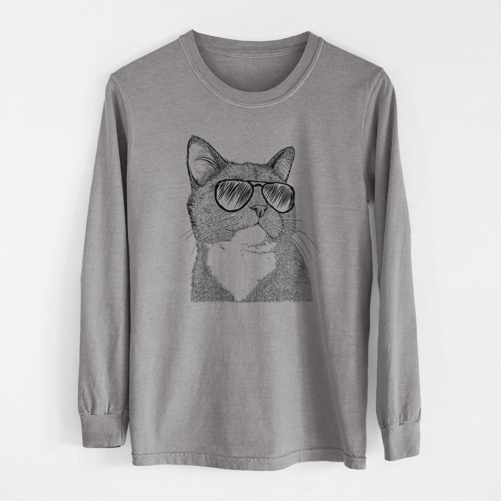 Aviators Gizmo the Grey Cat - Heavyweight 100% Cotton Long Sleeve