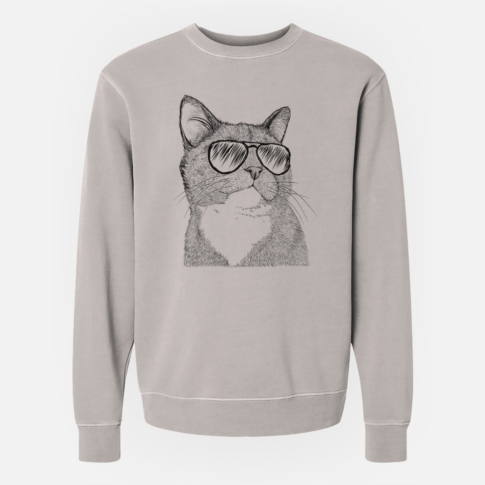 Aviator Gizmo the Grey Cat - Unisex Pigment Dyed Crew Sweatshirt