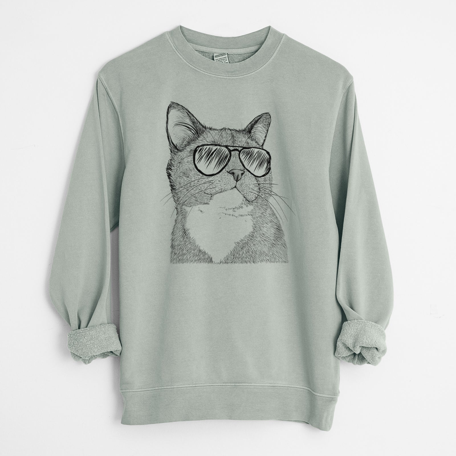 Aviator Gizmo the Grey Cat - Unisex Pigment Dyed Crew Sweatshirt