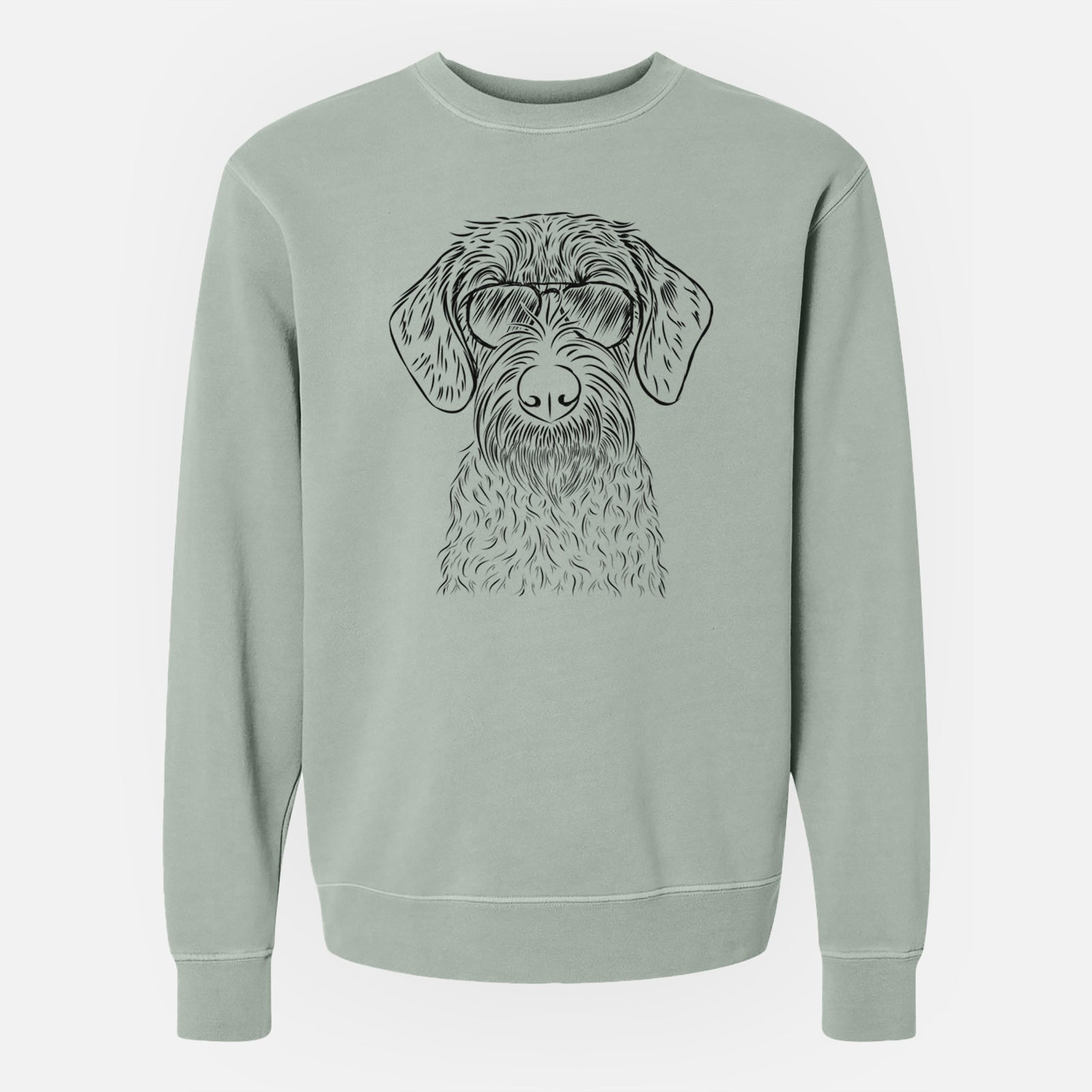 Aviator Gus the German Wirehaired Pointer - Unisex Pigment Dyed Crew Sweatshirt