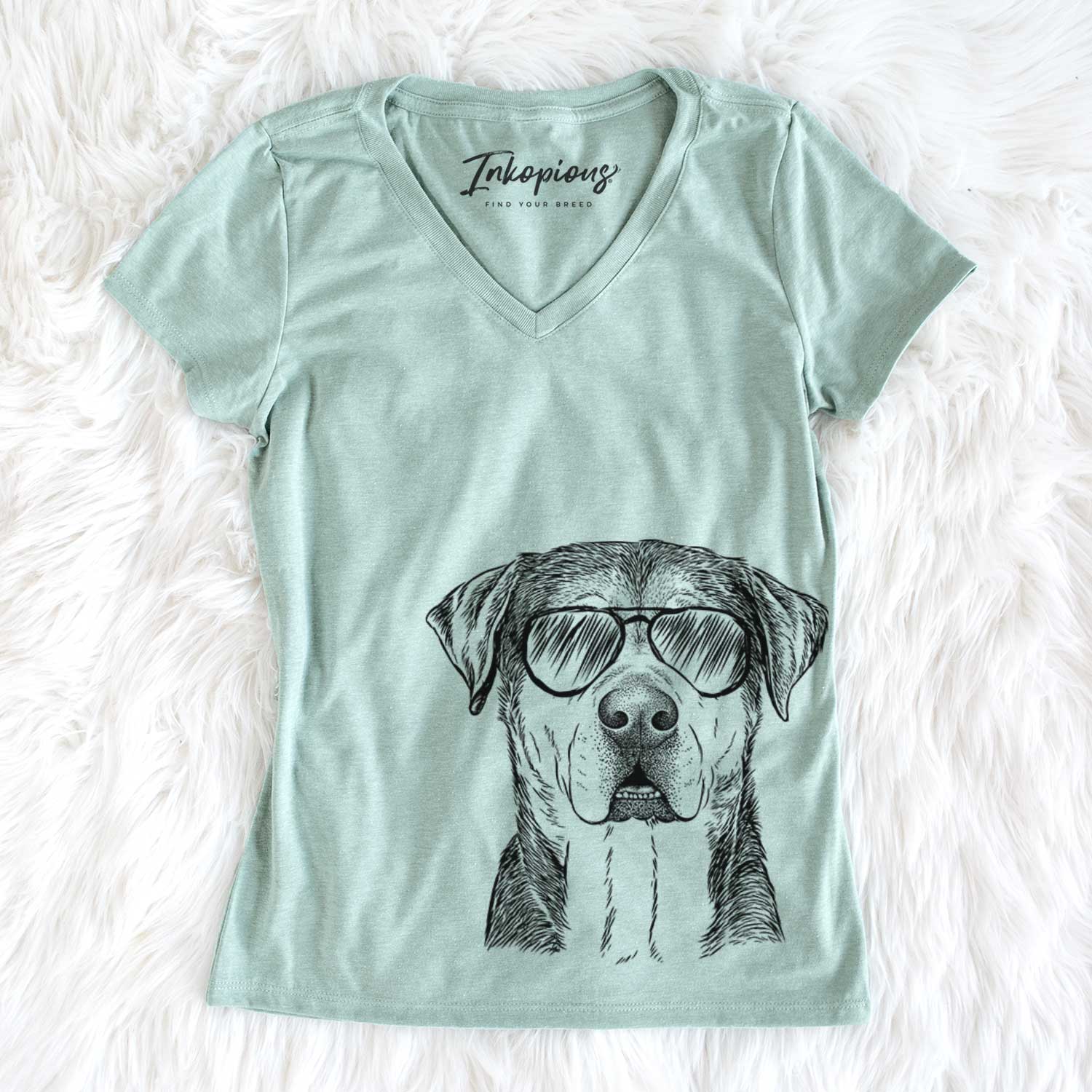 Aviator Gus the Rottweiler Mix - Women's V-neck Shirt