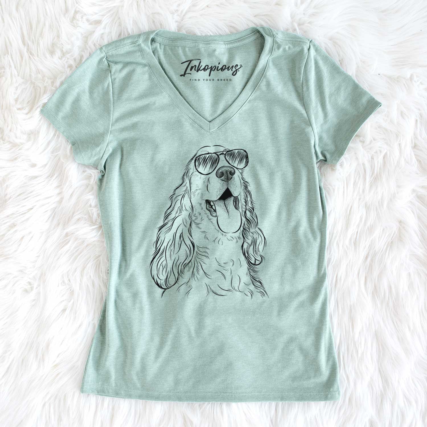 Aviator Happy Henry the English Cocker Spaniel - Women's V-neck Shirt