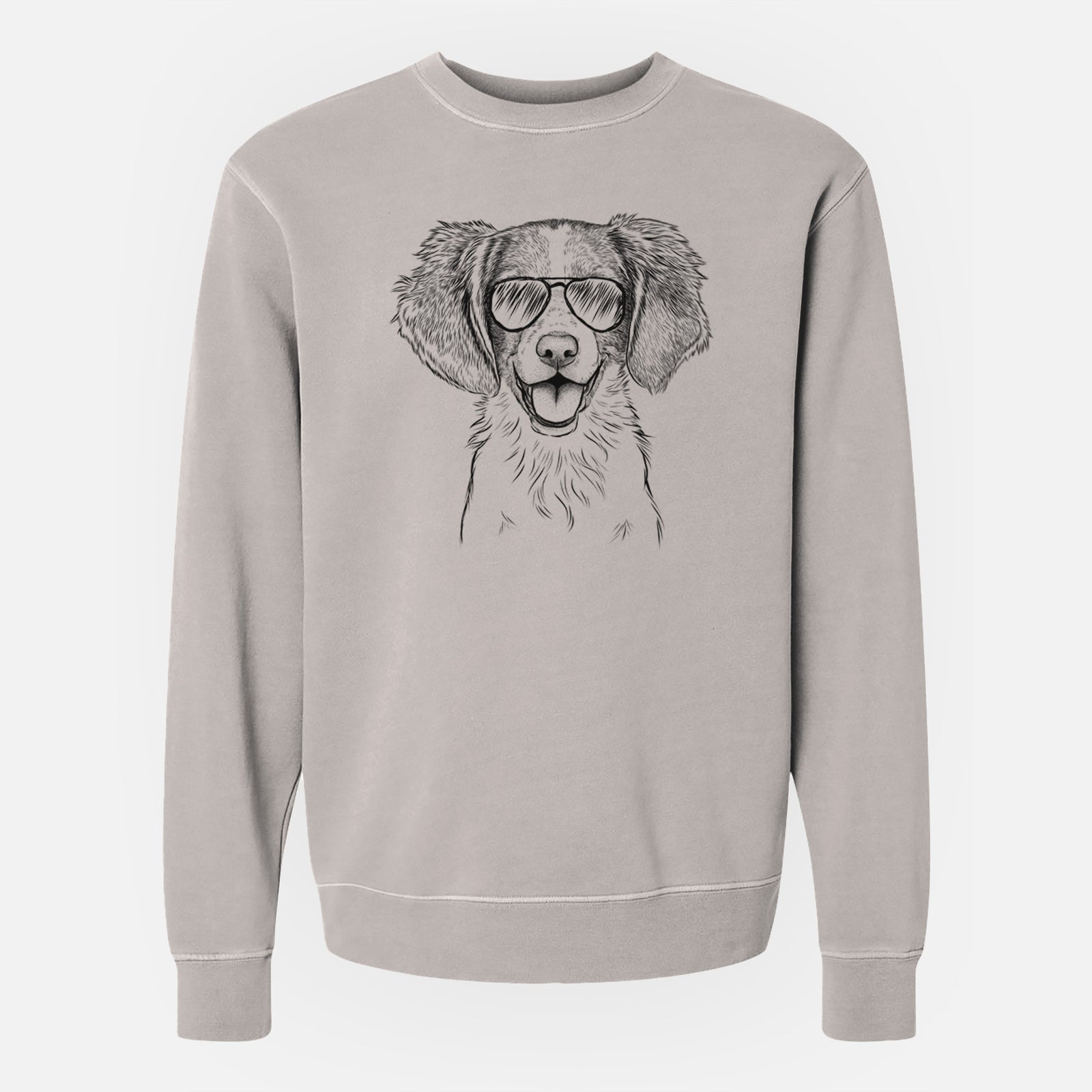 Aviator Happy Holly the Brittany Spaniel - Unisex Pigment Dyed Crew Sweatshirt