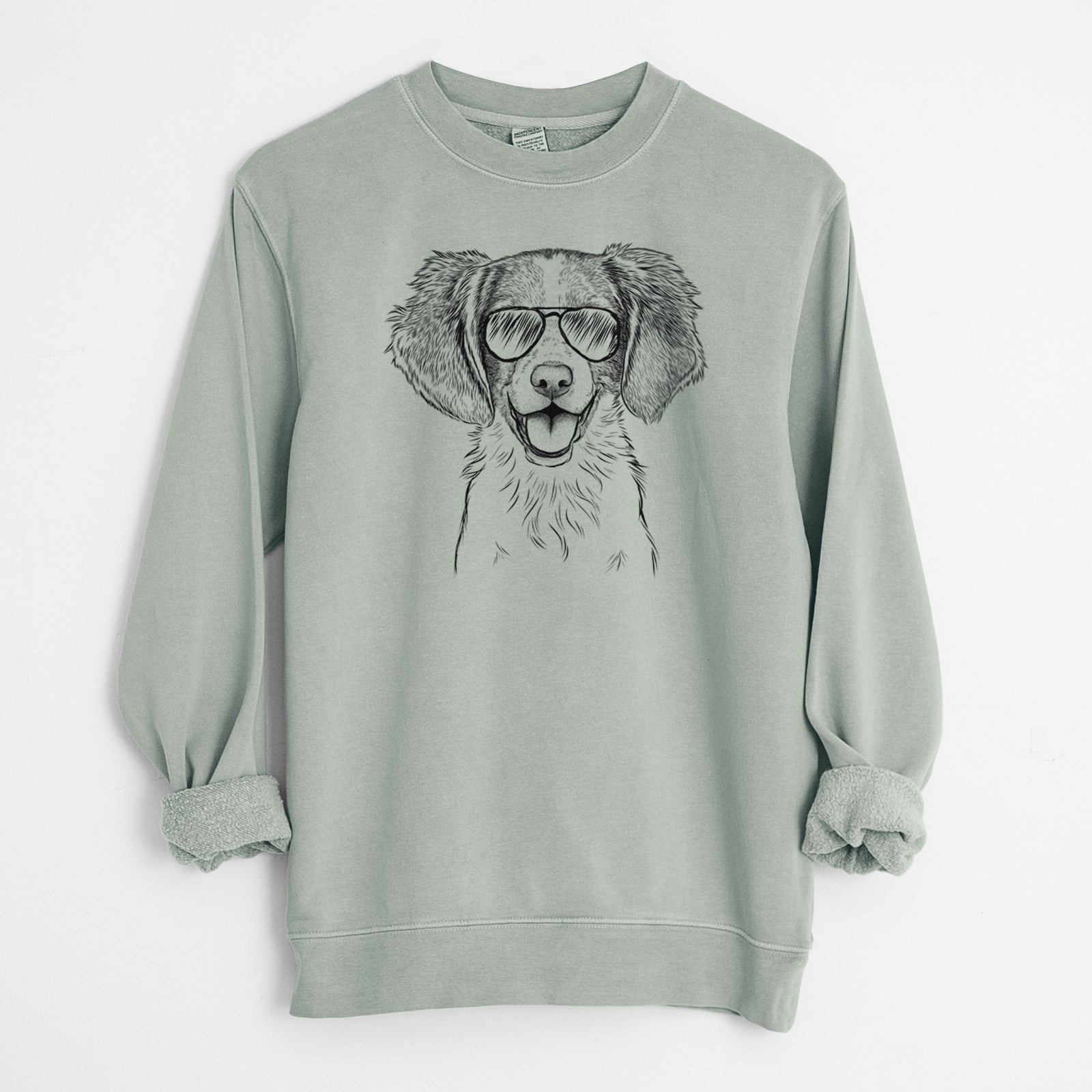 Aviator Happy Holly the Brittany Spaniel - Unisex Pigment Dyed Crew Sweatshirt