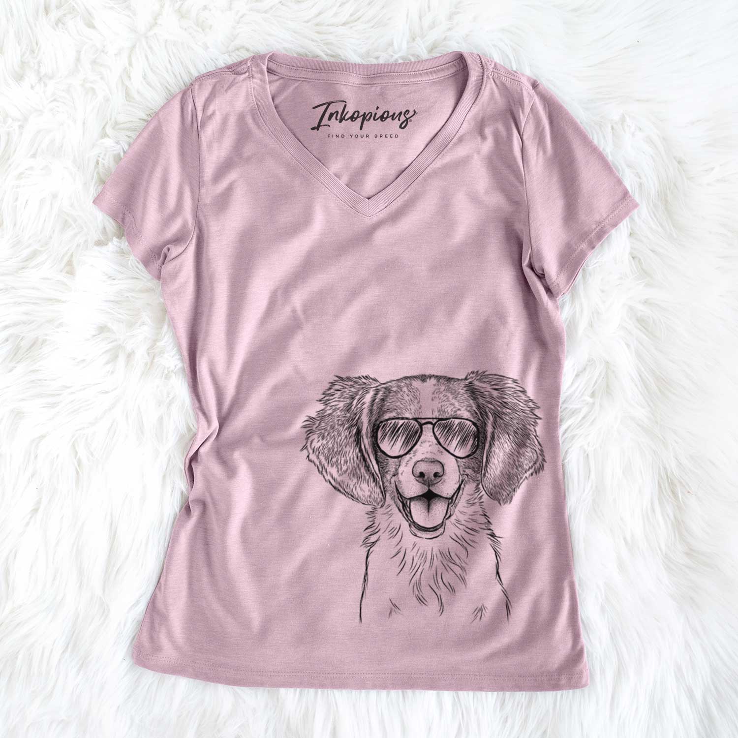 Happy Holly the Brittany Spaniel - Women's V-neck Shirt