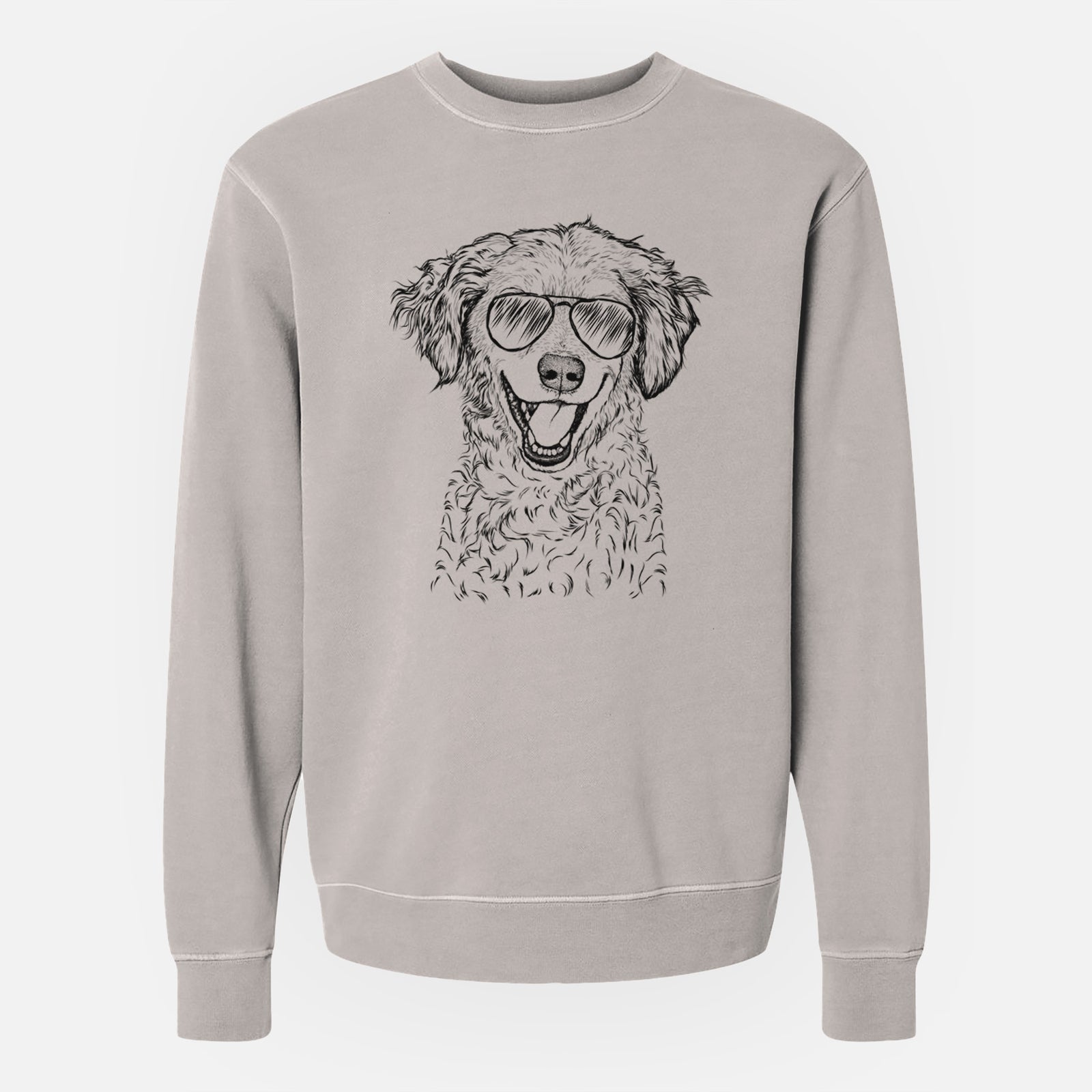 Aviator Happy Otis the Miniature Goldendoodle - Unisex Pigment Dyed Crew Sweatshirt