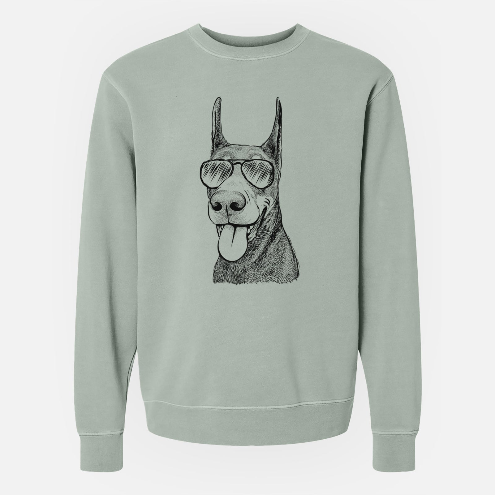 Aviator Happy Sunny the Doberman Pinscher - Unisex Pigment Dyed Crew Sweatshirt