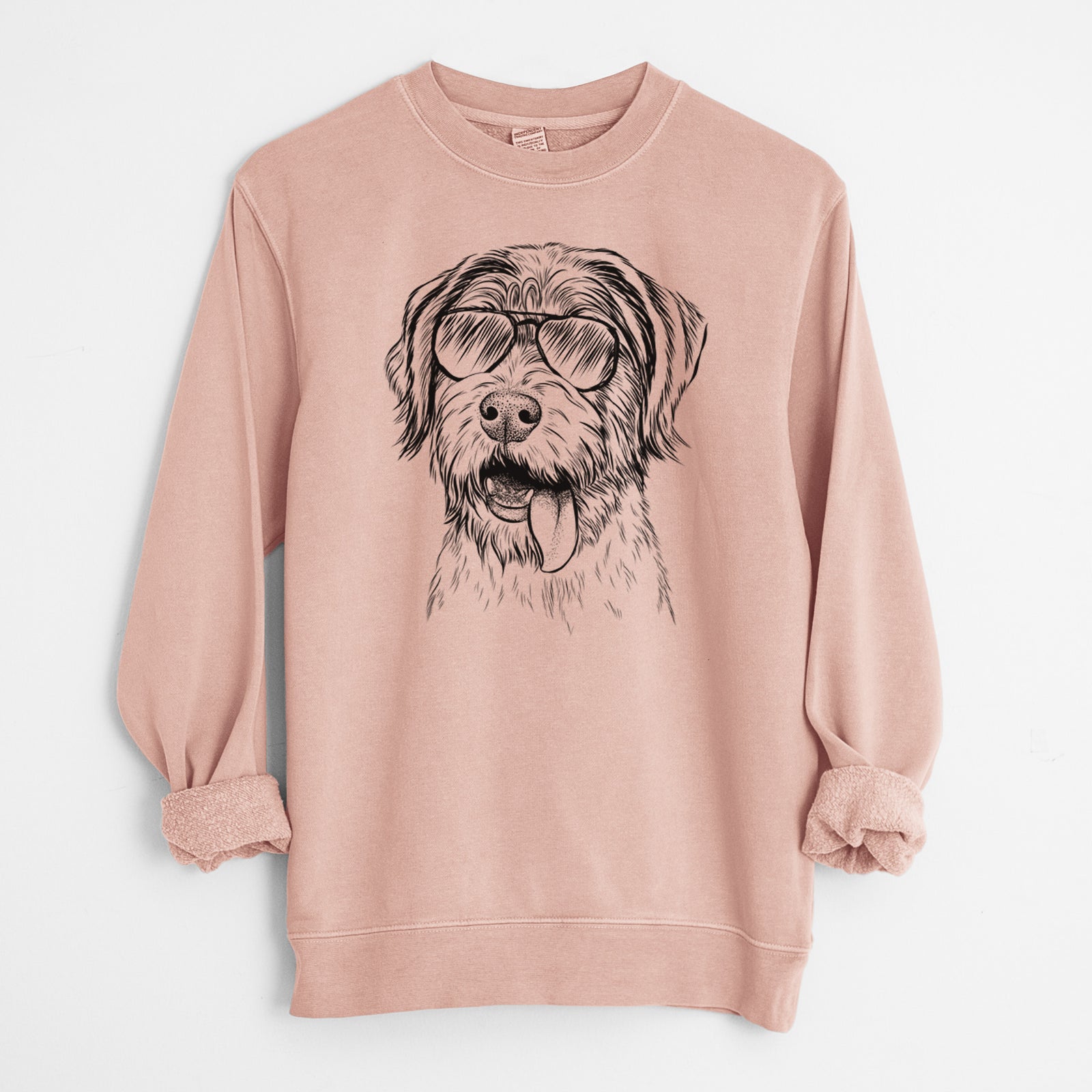 Aviator Hazel the German Wirehaired Pointer Mix - Unisex Pigment Dyed Crew Sweatshirt