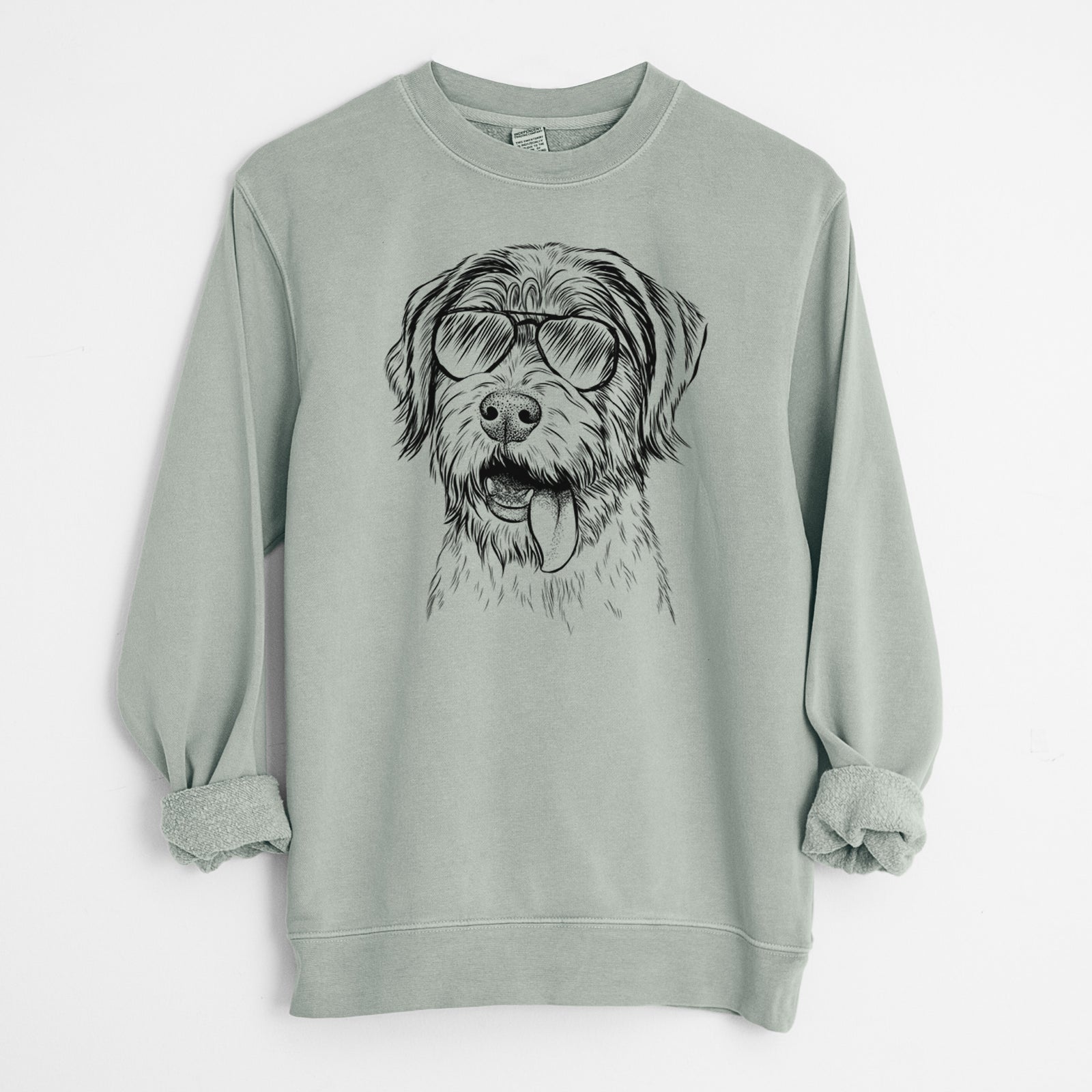 Aviator Hazel the German Wirehaired Pointer Mix - Unisex Pigment Dyed Crew Sweatshirt