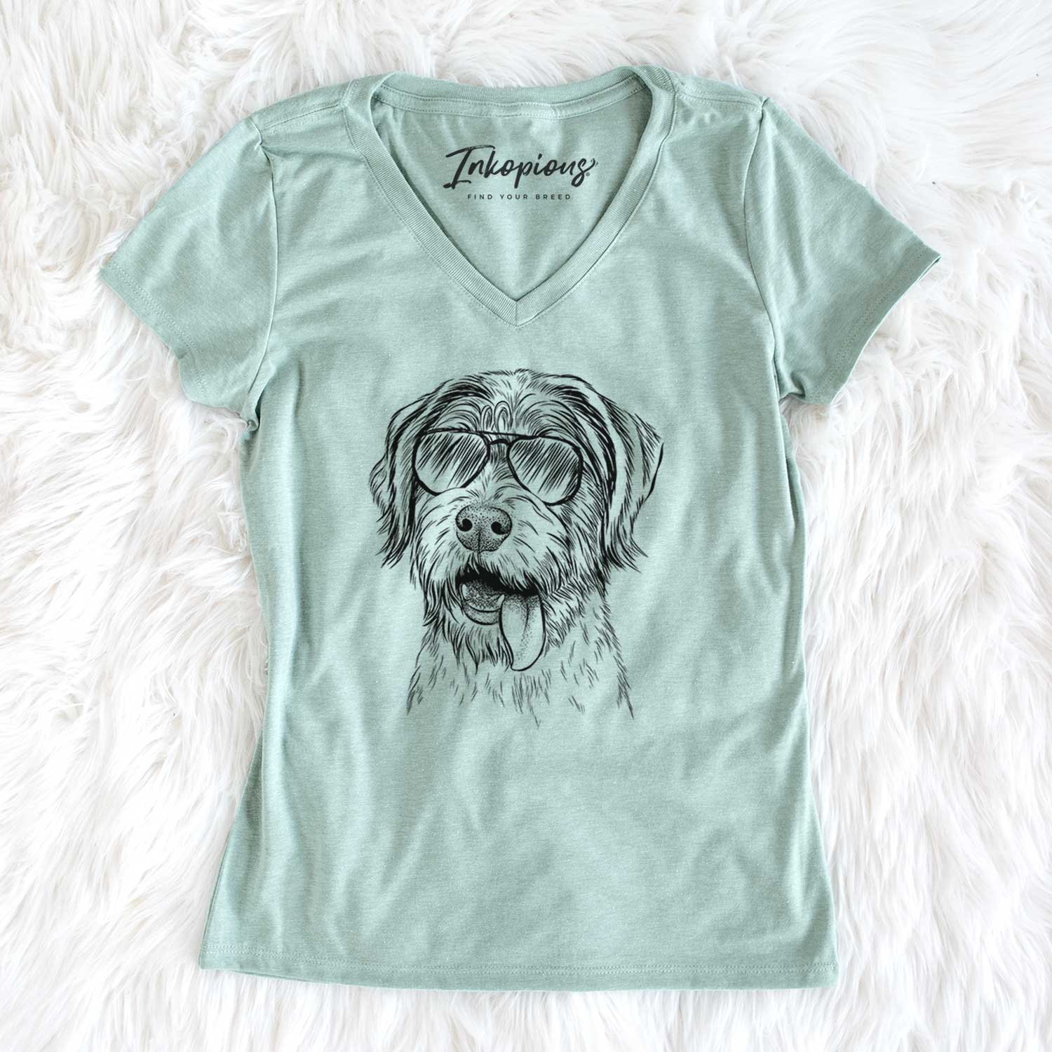 Aviator Hazel the German Wirehaired Pointer Mix - Women's V-neck Shirt