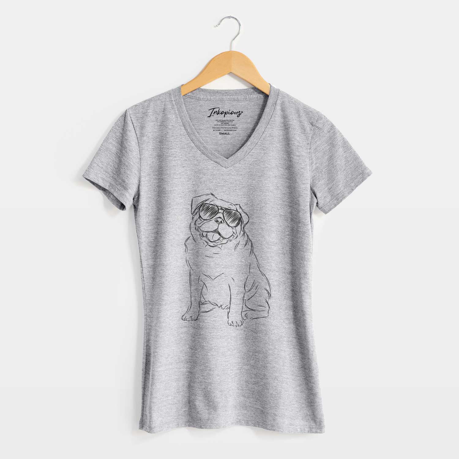 Aviator Higgins the Pug - Women's V-neck Shirt