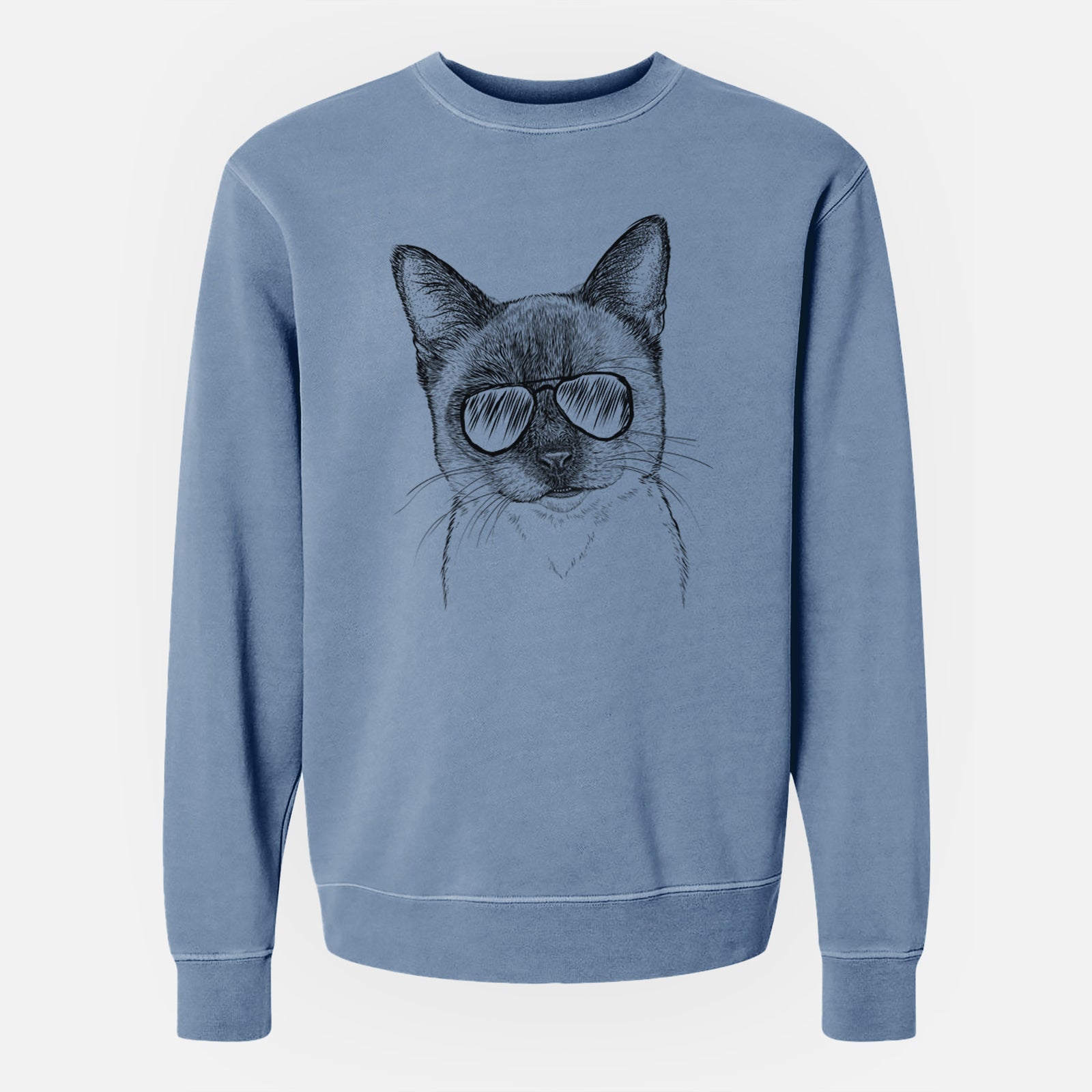 Aviator Hoggle the Siamese Cat - Unisex Pigment Dyed Crew Sweatshirt