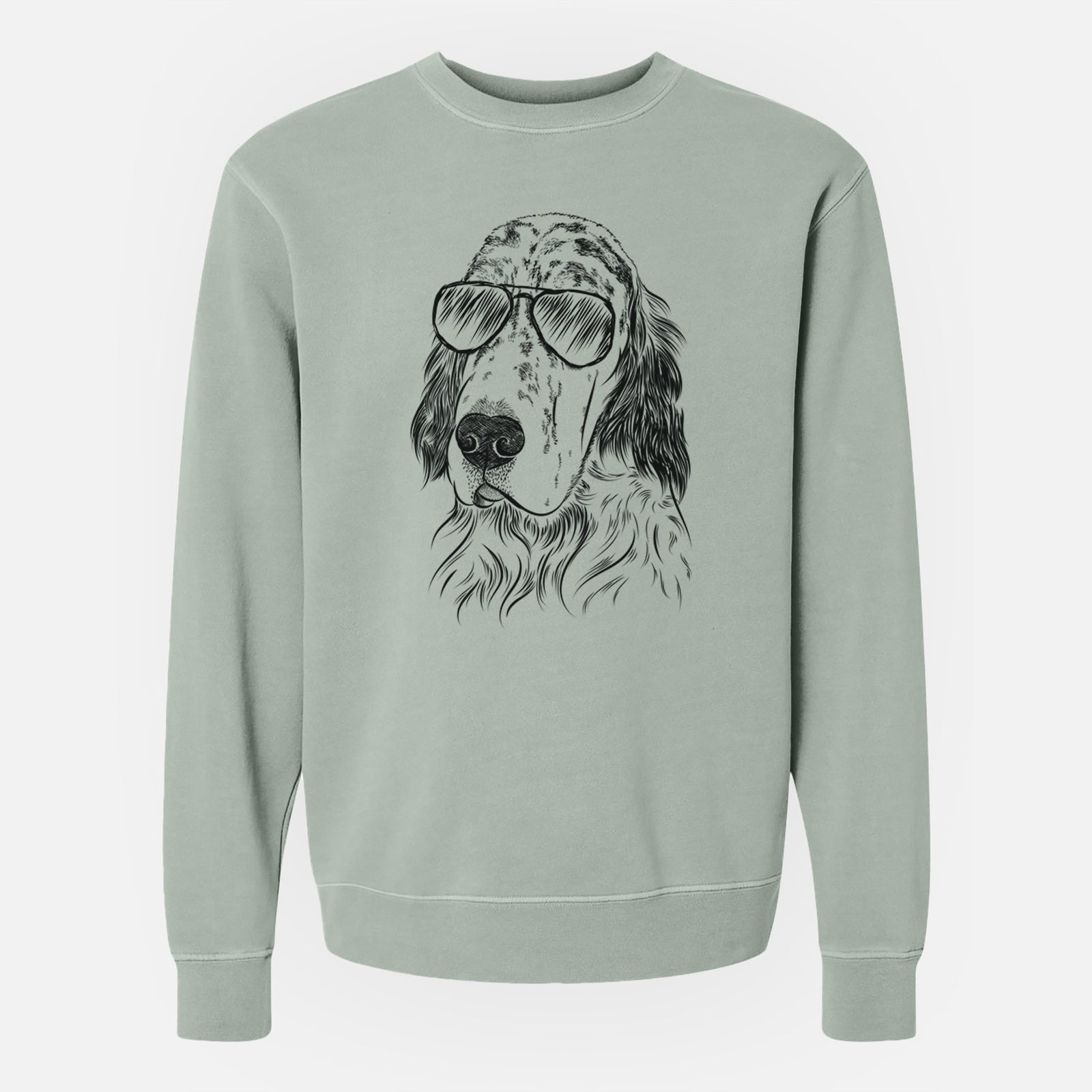 Aviator Hutch the English Setter - Unisex Pigment Dyed Crew Sweatshirt