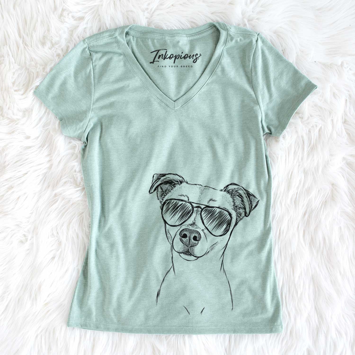 Aviator Izzy the Chiweenie - Women's V-neck Shirt