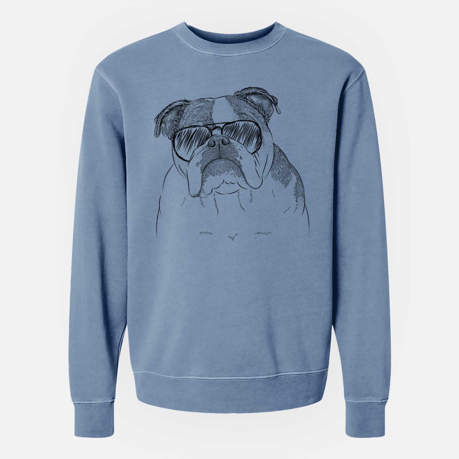 Aviator Jack the English Bulldog - Unisex Pigment Dyed Crew Sweatshirt