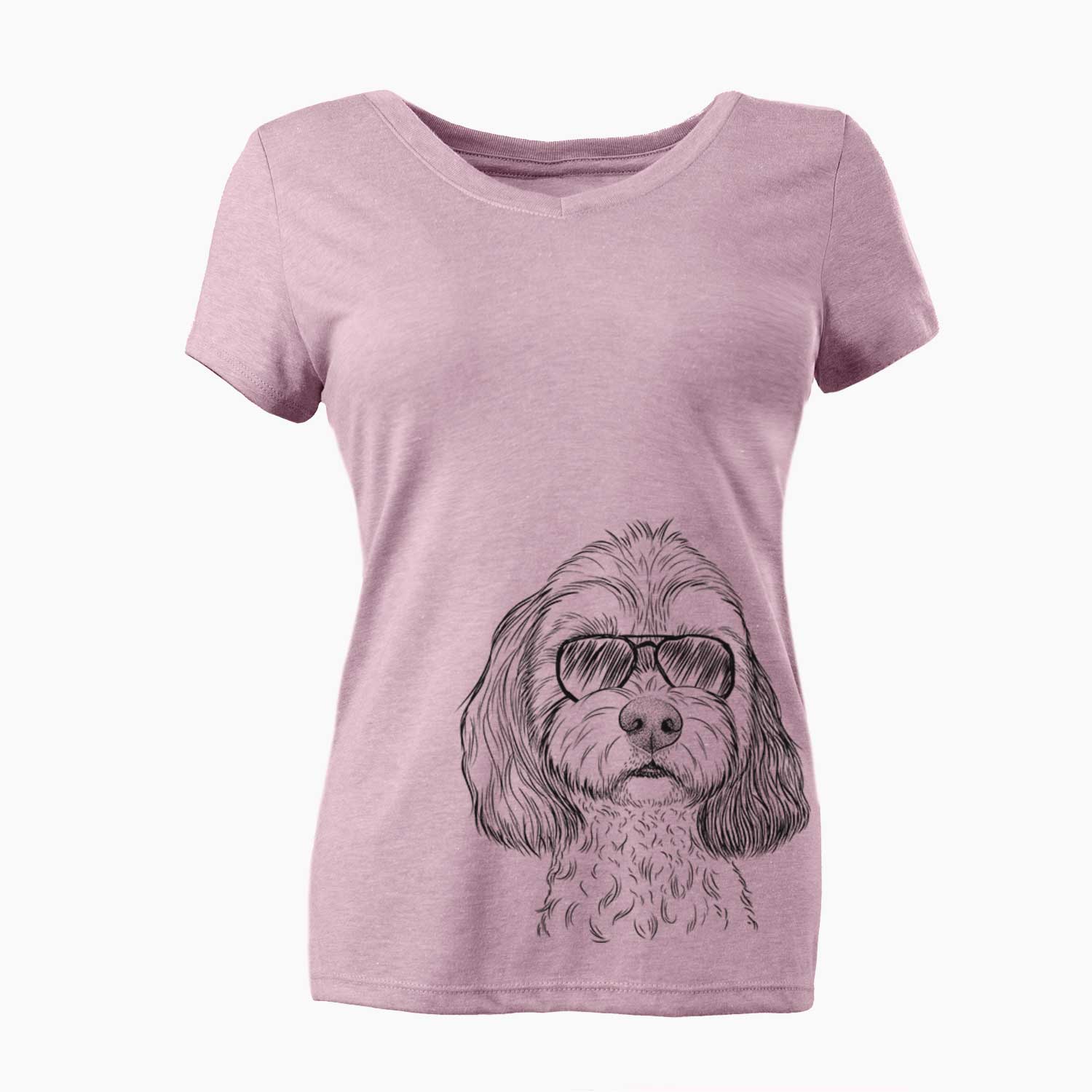Aviator Jasper Diggins the Cavapoo - Women's V-neck Shirt