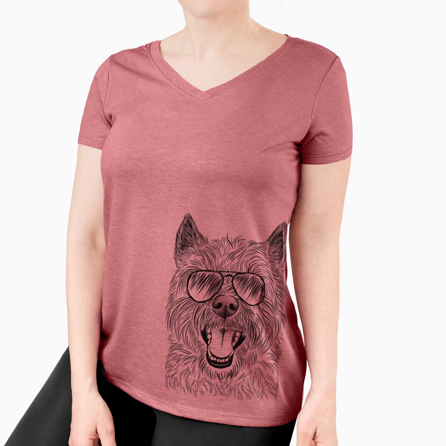 Aviator Jeff the Cairn Terrier - Women's V-neck Shirt