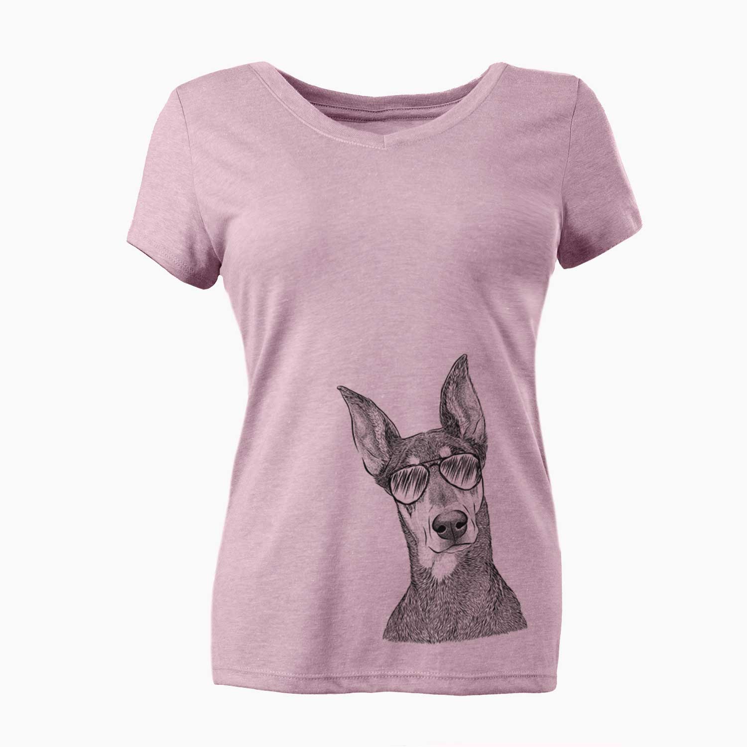 Aviator Jenna the Doberman Pinscher - Women's V-neck Shirt