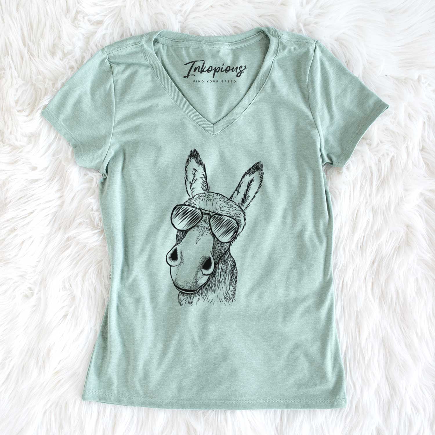 Aviator Jenny the Donkey - Women's V-neck Shirt