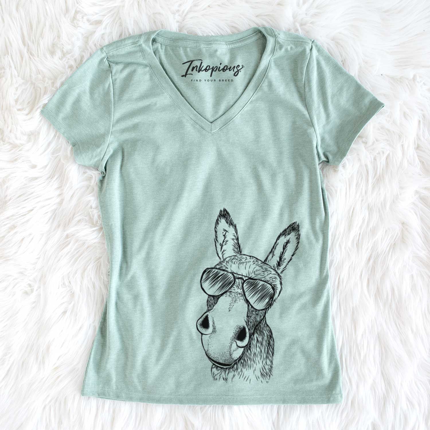 Aviator Jenny the Donkey - Women's V-neck Shirt