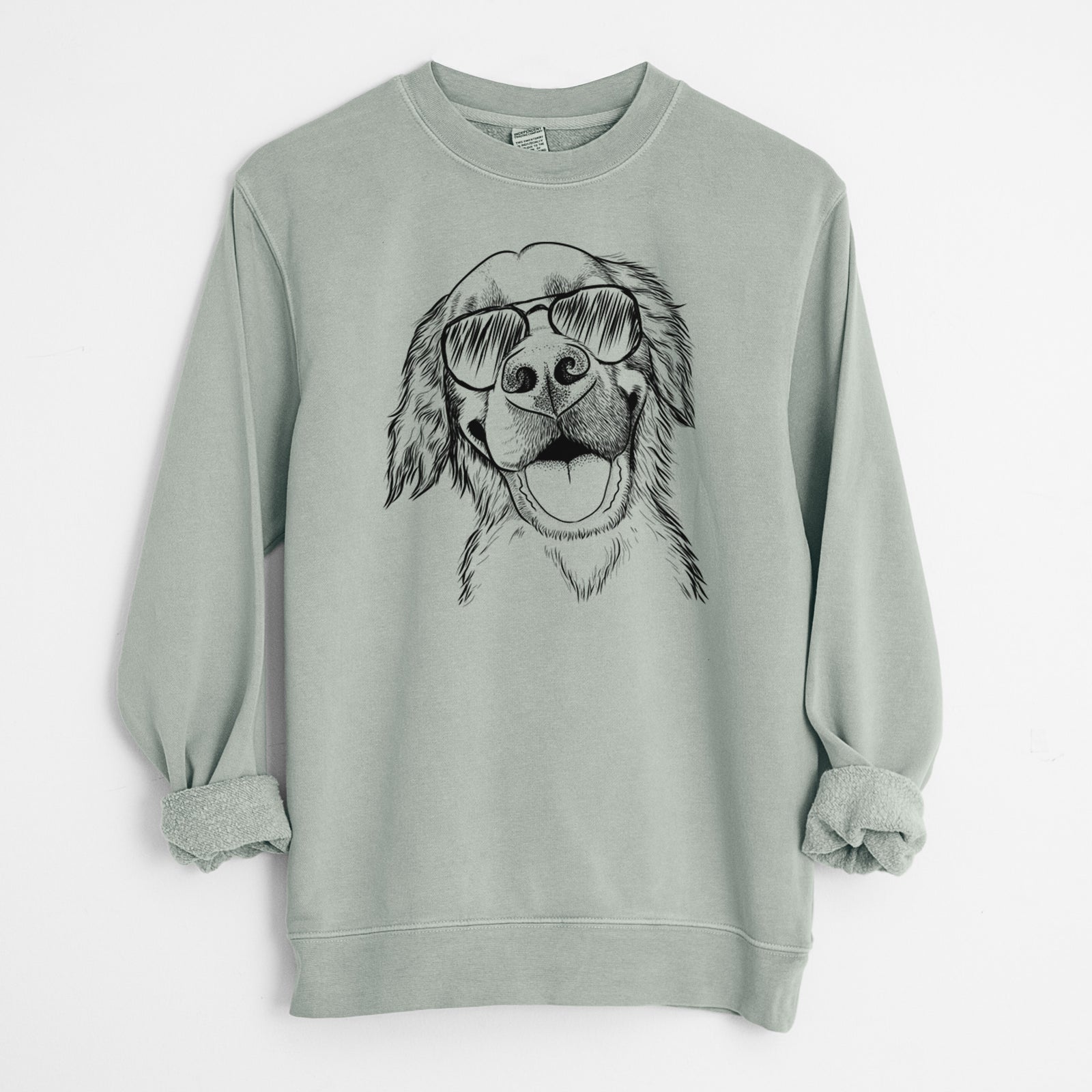Aviator Jordy the Golden Retriever - Unisex Pigment Dyed Crew Sweatshirt
