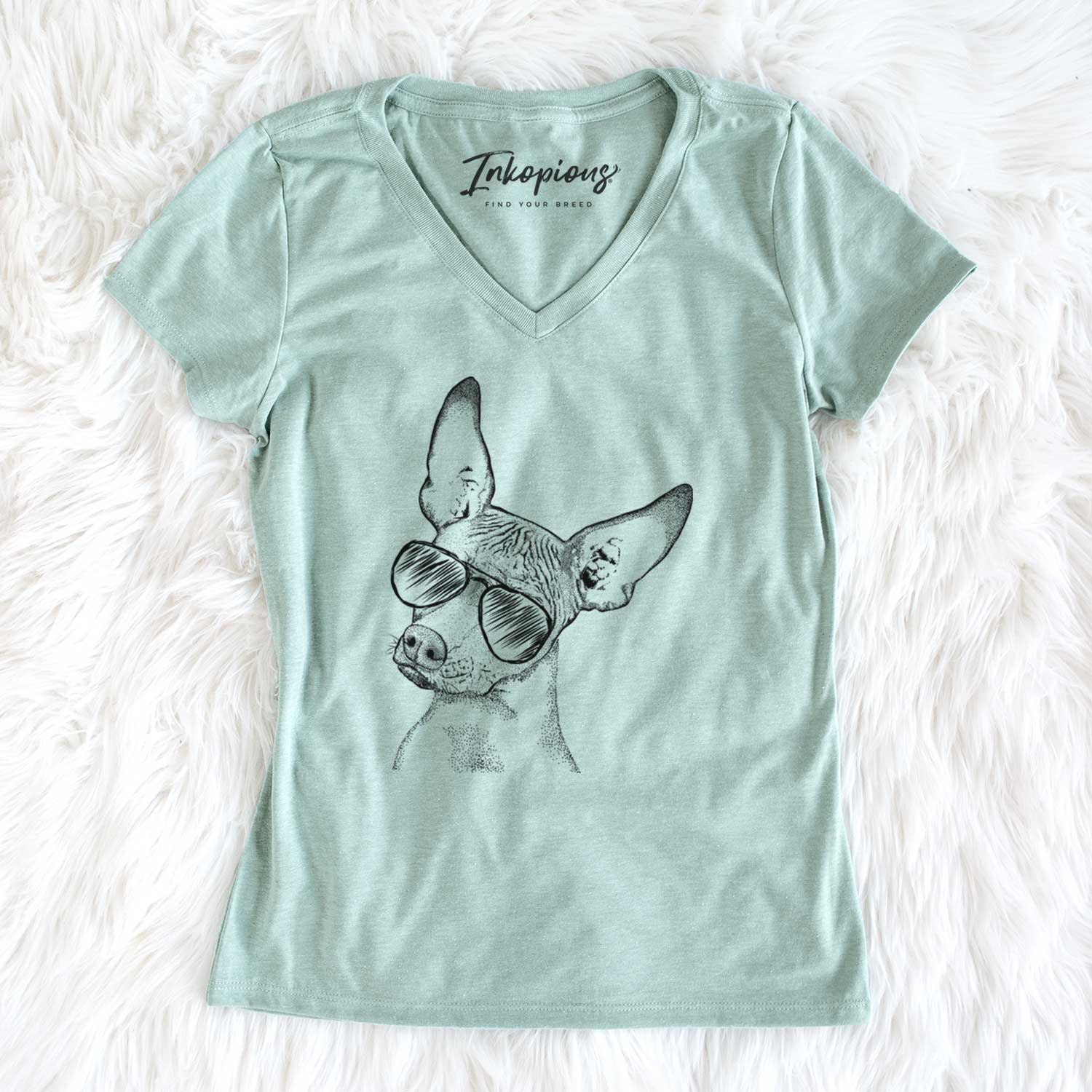 Aviator Kahlo the Xoloitzcuintli - Women's V-neck Shirt