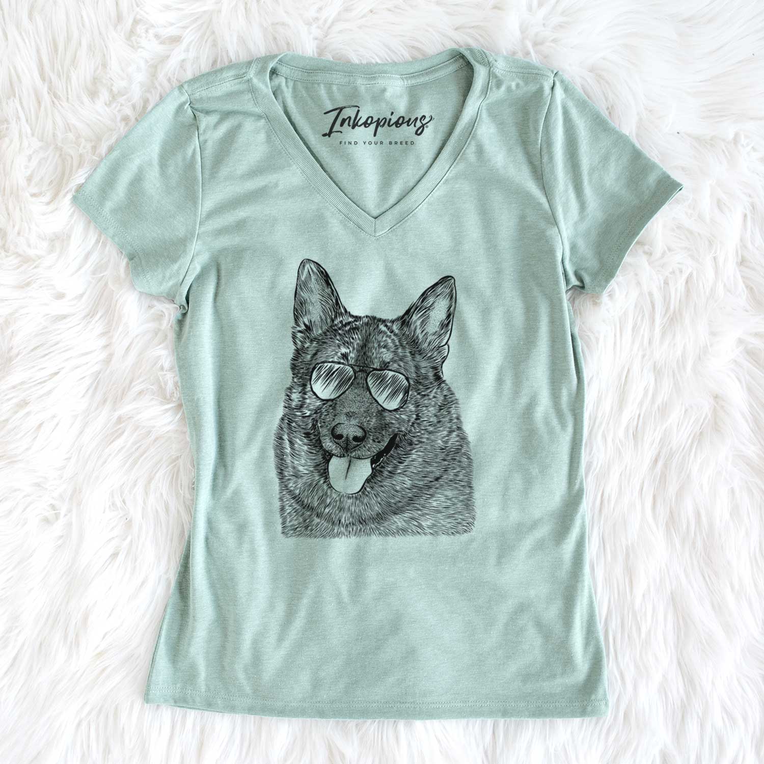 Aviator Kasia the Norwegian Elkhound - Women's V-neck Shirt