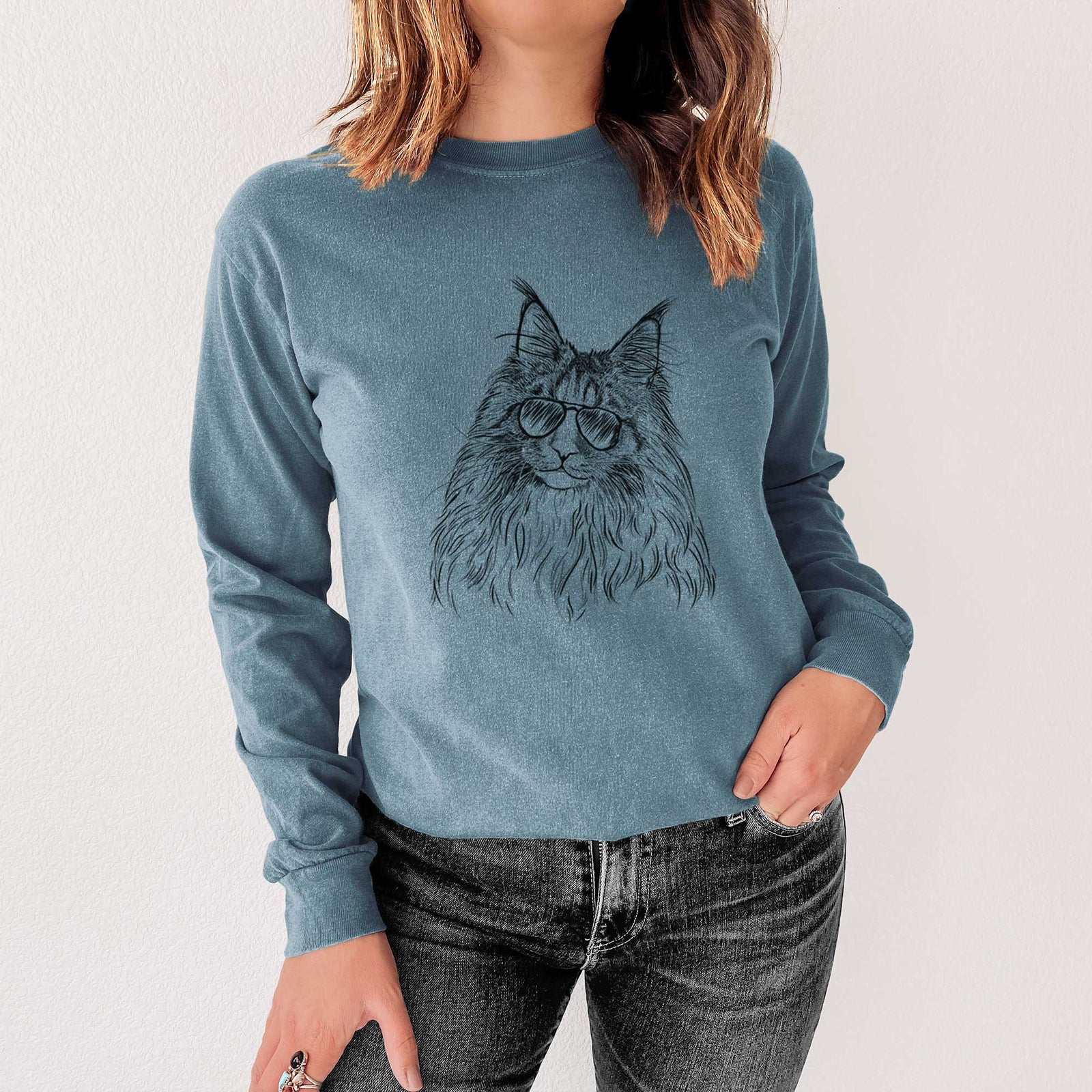Aviators Kiki the Maine Coon Cat - Heavyweight 100% Cotton Long Sleeve